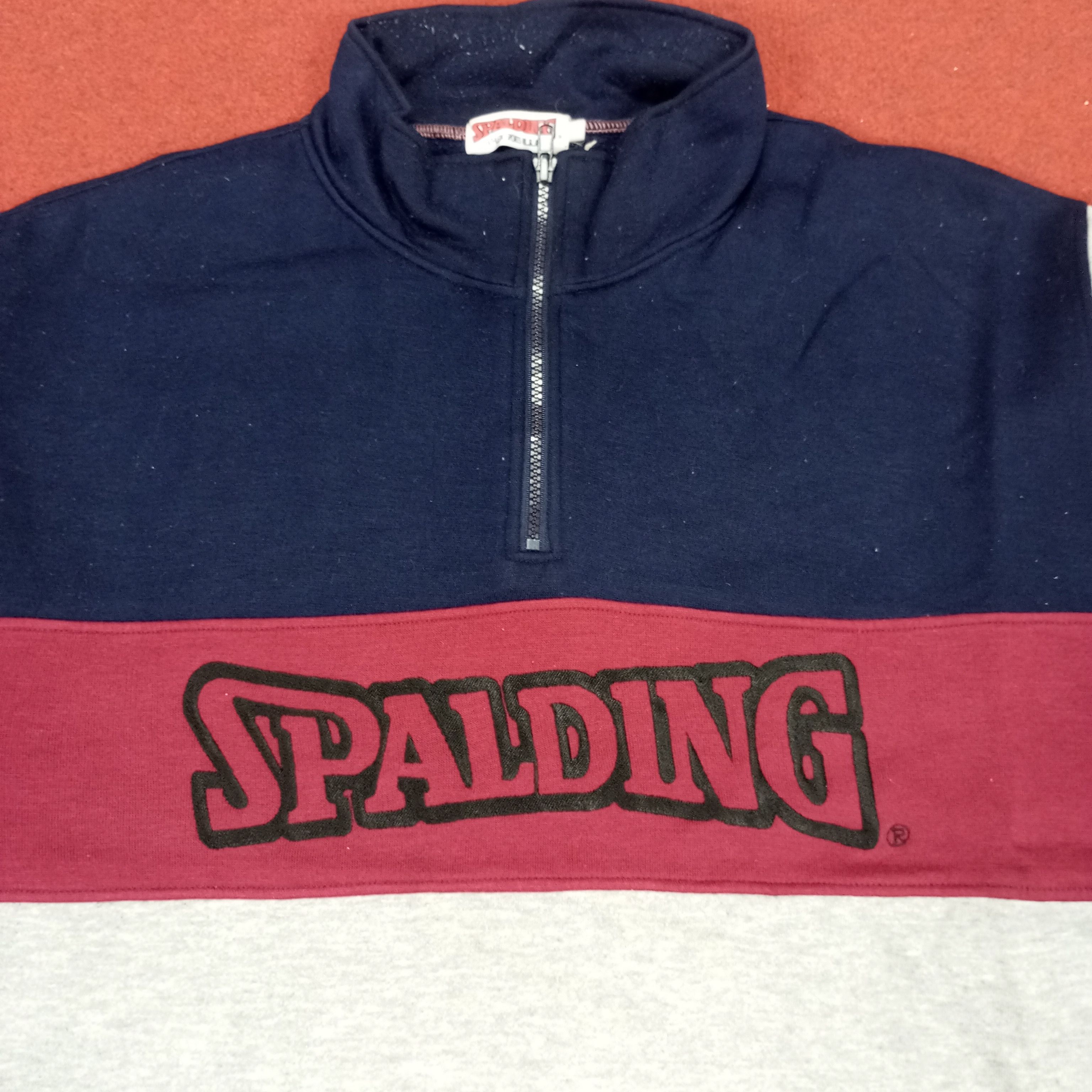 Spalding × Vintage Spalding Center Spellout Design Half Zipper Sweatshirt Size US L / EU 52-54 / 3 - 2 Thumbnail