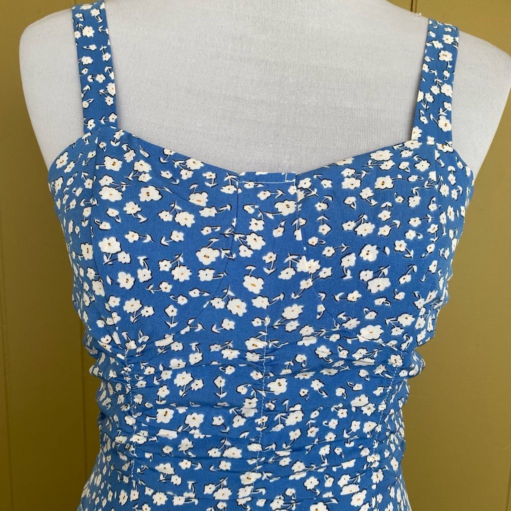 Other Women XS floral print tank top strap fit and flare dress blu Size XS / US 0-2 / IT 36-38 - 2 Thumbnail