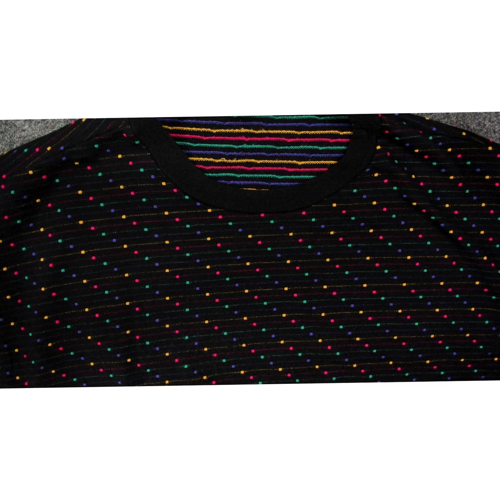 Vintage VINTAGE Honors Plus 2X Tunic Top Short Sleeve Black Polka Dot Striped Textured Oversized 90s Womens Size XXL / US 16-18 / IT 52-54 - 7 Thumbnail