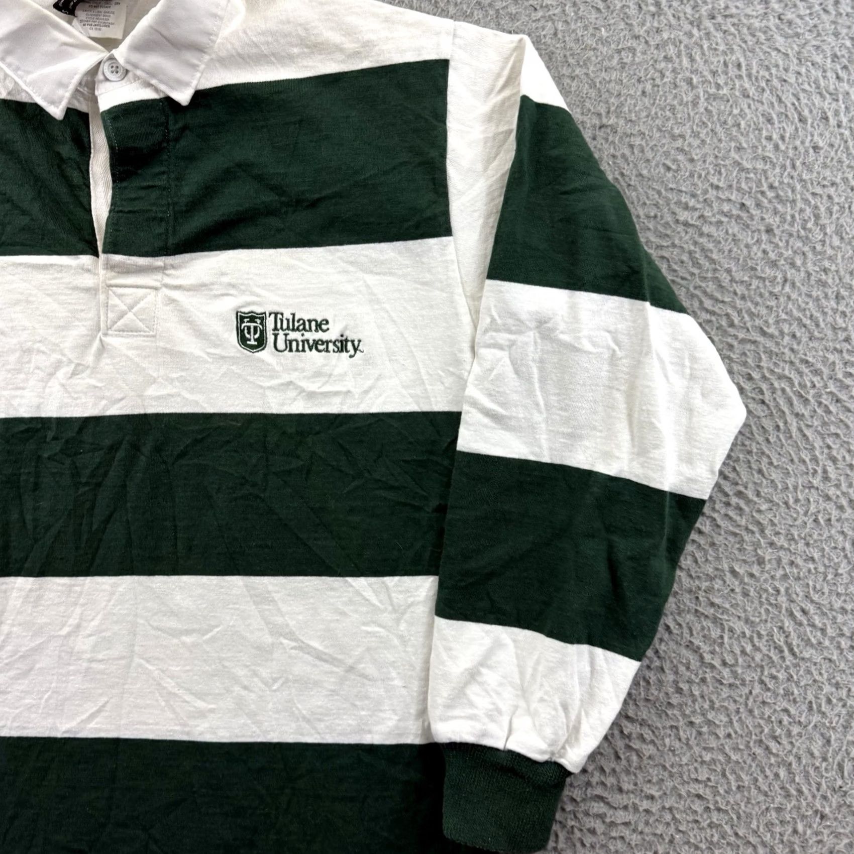 Barbarian VINTAGE Barbarian Polo Shirt Womens Small Green Striped Long Sleeve Button Collar Knit 100% Cotton Regular Size S / US 4 / IT 40 - 5 Thumbnail