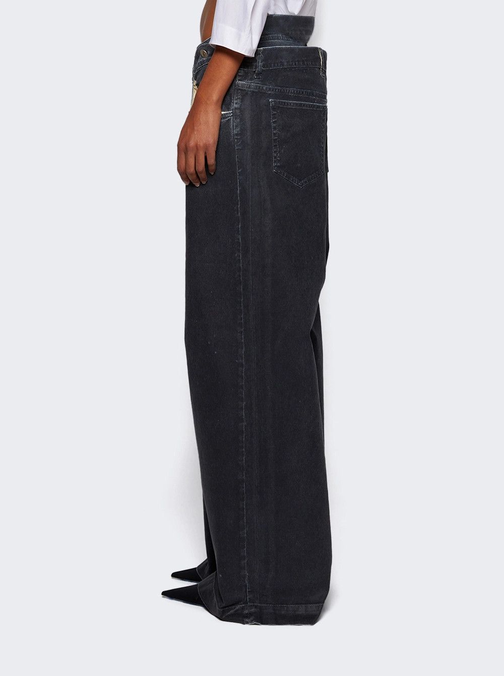 The Attico o1mle0526 Wide Leg Jeans in Navy Blue Size 27" / US 4 / IT 40 - 4 Thumbnail