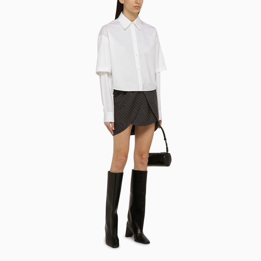 Off-White o1d2blof0924 Cotton Double Shirt in White Size S / US 4 / IT 40 - 2 Thumbnail