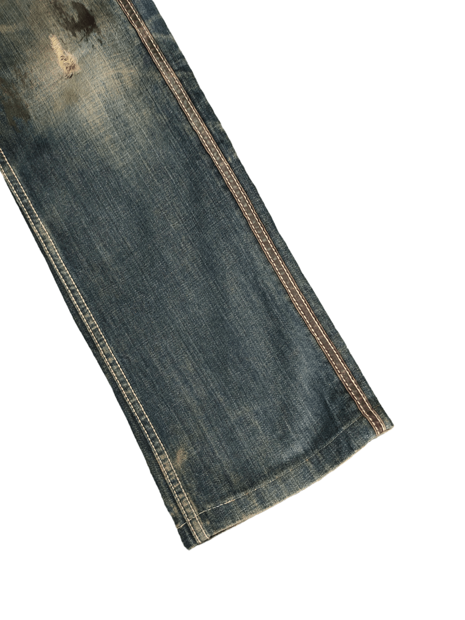 If Six Was Nine Flare Jeans Trim Co Leather Distress Faded Boot Cut Y2k Size US 31 - 17 Thumbnail
