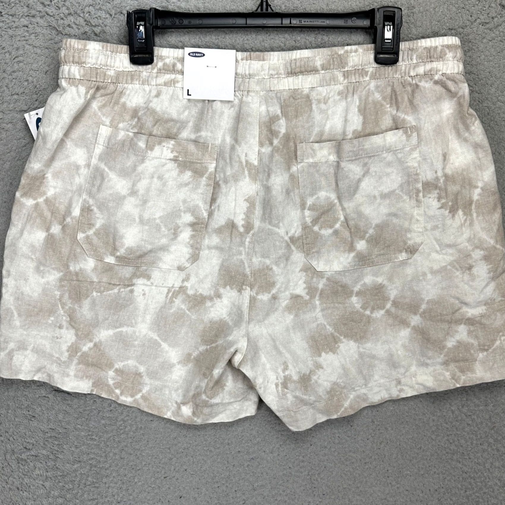 Old Navy Old Navy Womens Pull On Shorts Large Tan White Tie-Dye Casual Linen Blend NEW Size 36" / US 14 / IT 50 - 2 Thumbnail