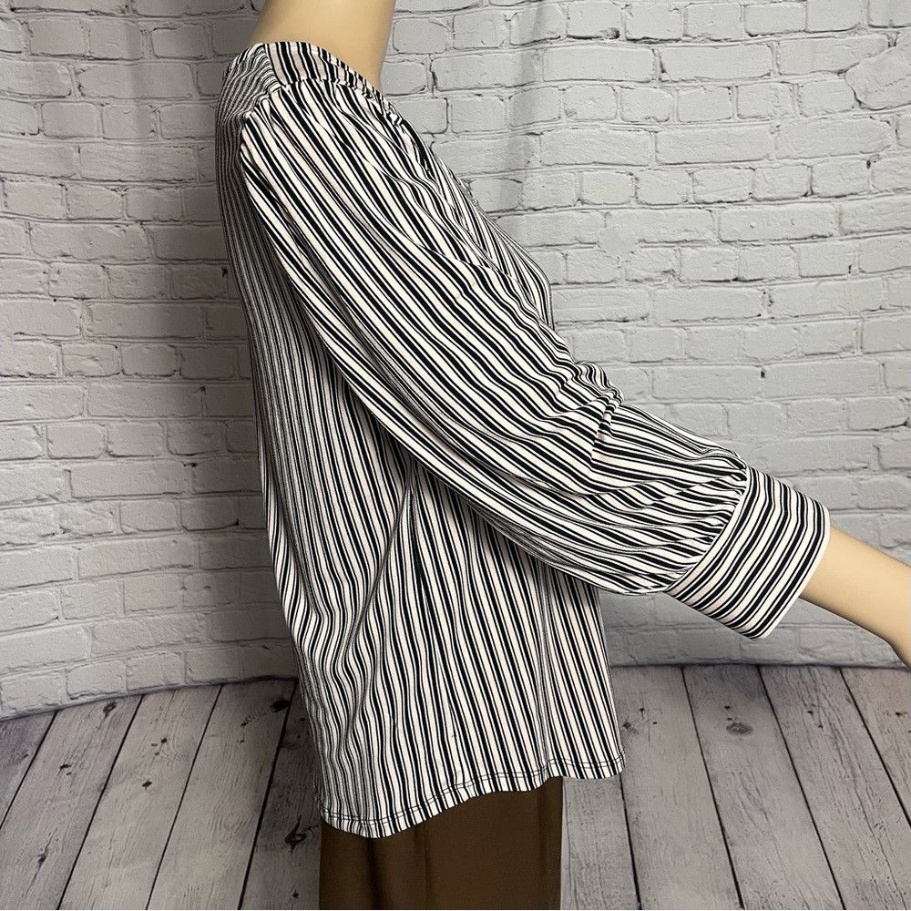Adrianna Papell NWT New $69 Adrianna Papell 3/4 Sleeve Striped Blouse Size Size L / US 10 / IT 46 - 3 Thumbnail