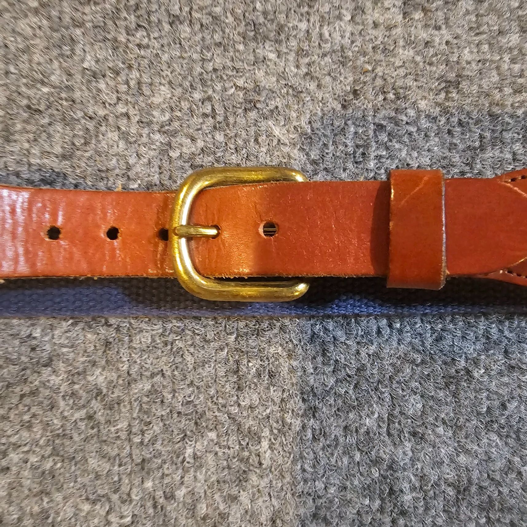 Vintage VINTAGE Leather Man Belt Mens 30 Belt Leather Brass Buckle Beach Lighthouse Made In USA Golf Dress Mens Size 30 - 3 Thumbnail