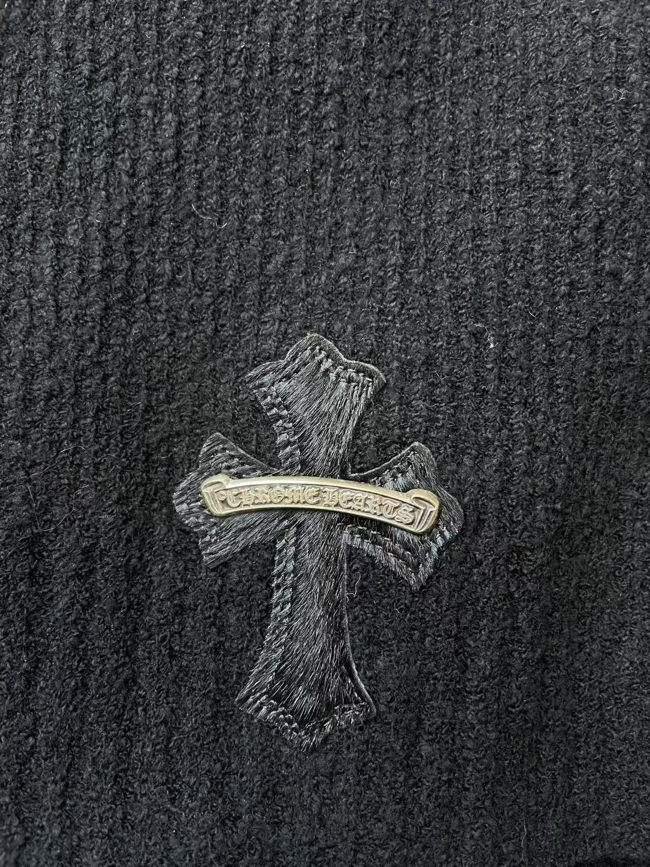 Chrome Hearts Chrome Hearts Black Pony Hair Patch Knit Hoodie Size US XS / EU 42 / 0 - 6 Thumbnail