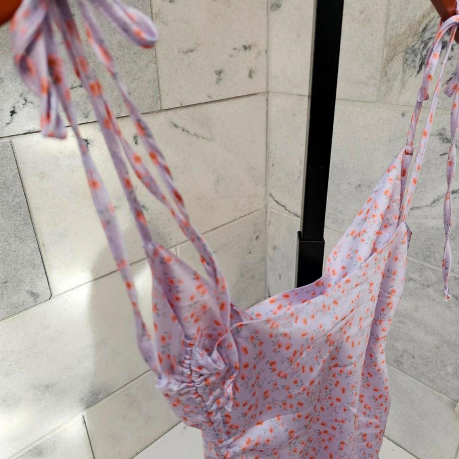 Designer Princess Polly Women's Purple and With Orange Flowers Dress Size M / US 6-8 / IT 42-44 - 6 Thumbnail