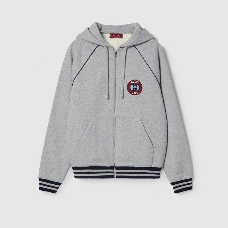 Gucci oc11z0226 Felted Cotton Zipped Jacket Hoodie With Patch Size US XXL / EU 58 / 5 - 1 Thumbnail