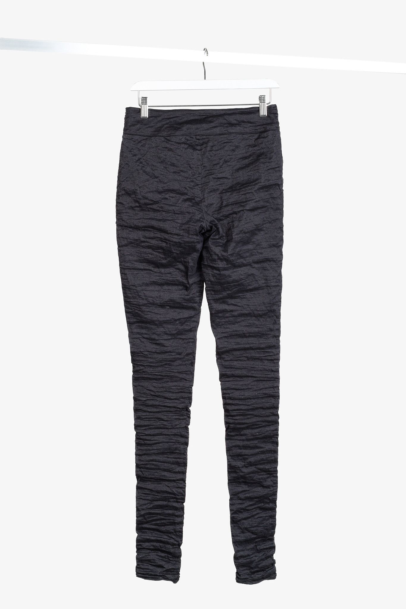 Sarah Pacini Sarah Pacini Navy Wrinkled-Cotton Leggings Size 29" - 2 Thumbnail