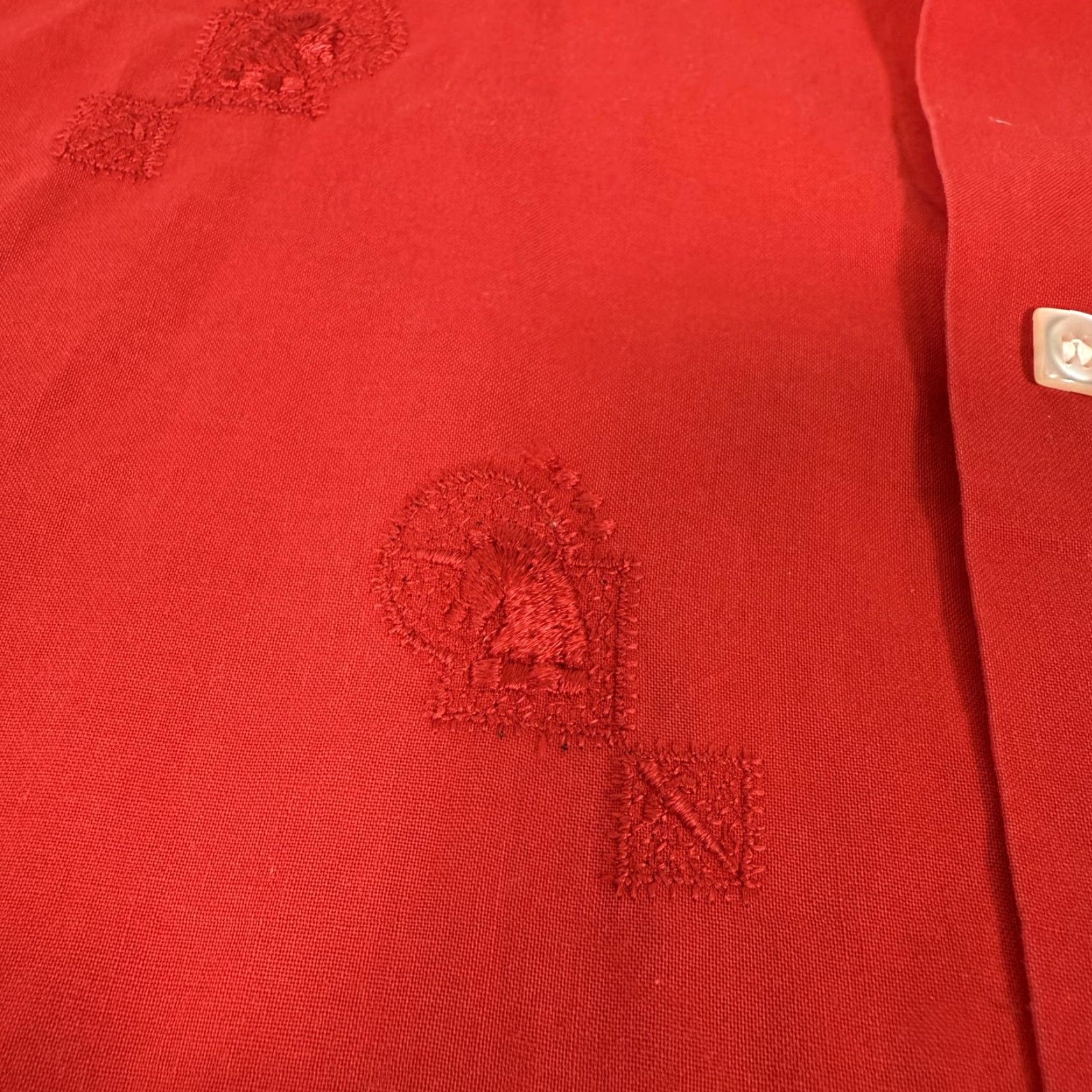 Arrow VINTAGE Arrow Shirt Mens Medium Red 50s Sanforized Cotton Unicorn Embroidered Pockets 1950s Button-Up Collared Size US M / EU 48-50 / 2 - 3 Thumbnail