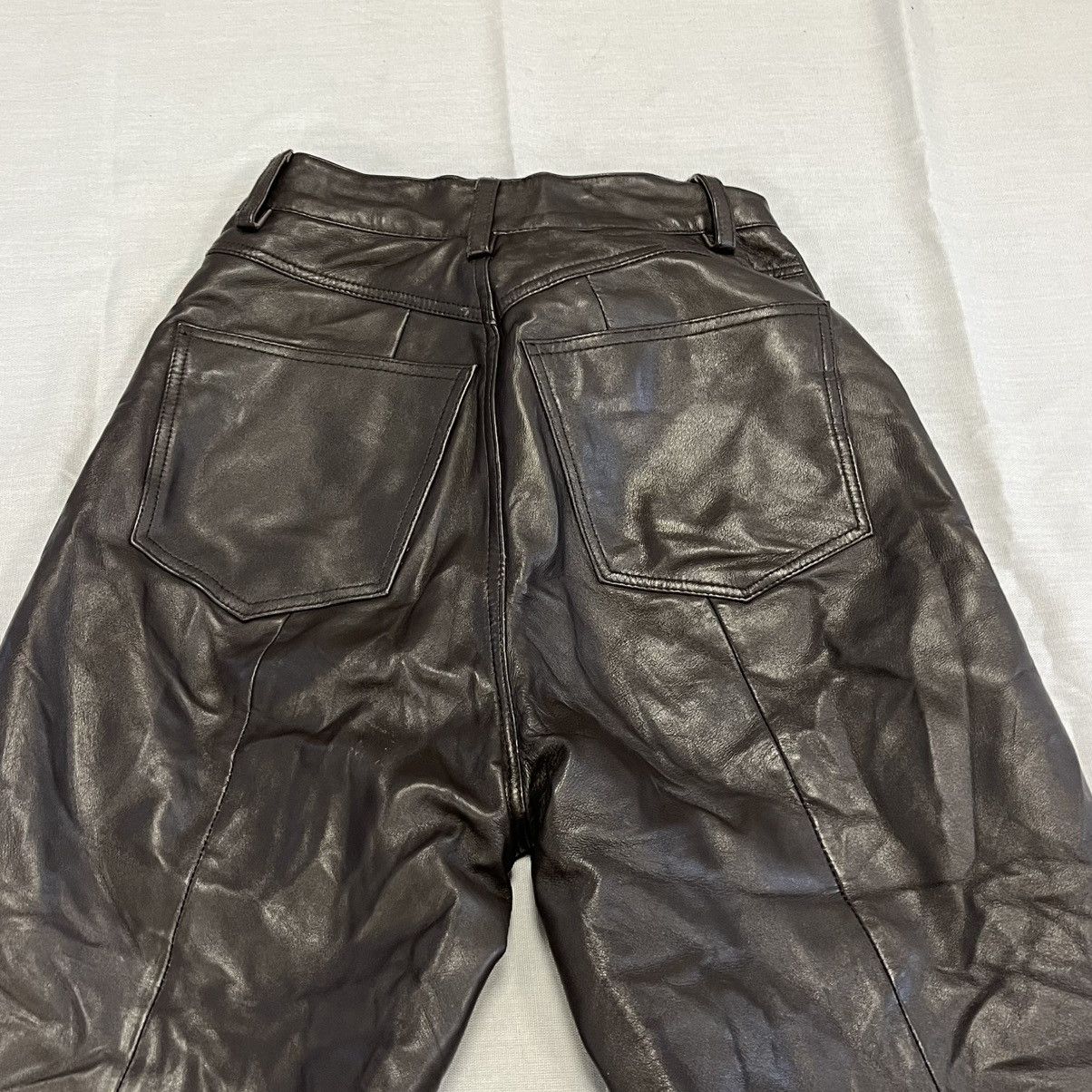 REMAIN Birger Christensen Remain brown leather straight leg pants trousers Size 27" / US 4 / IT 40 - 7 Thumbnail