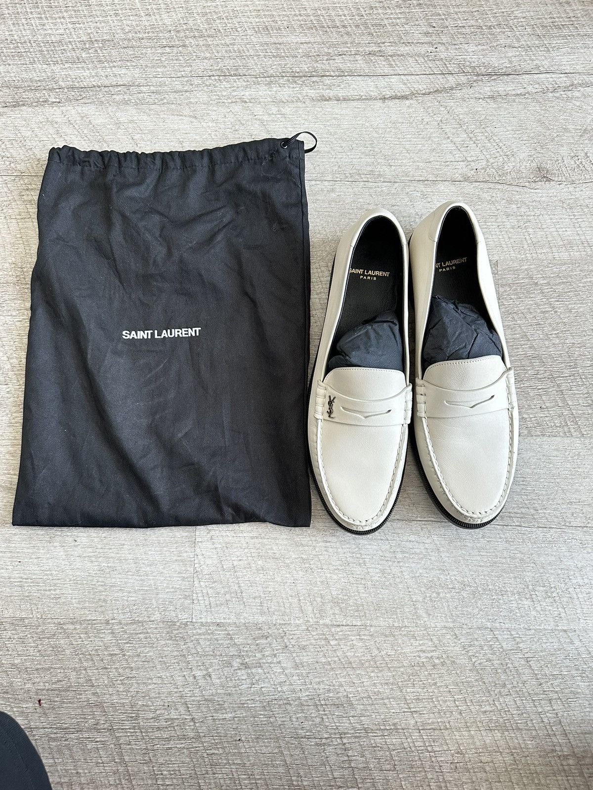 Saint Laurent Paris Saint Laurent YSL White Loafers | Grailed
