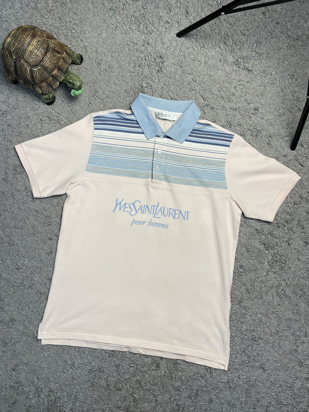 Vintage Vintage Yves Saint Laurent Big Logo Designer Polo Shirt L Size US L / EU 52-54 / 3 - 1 Thumbnail