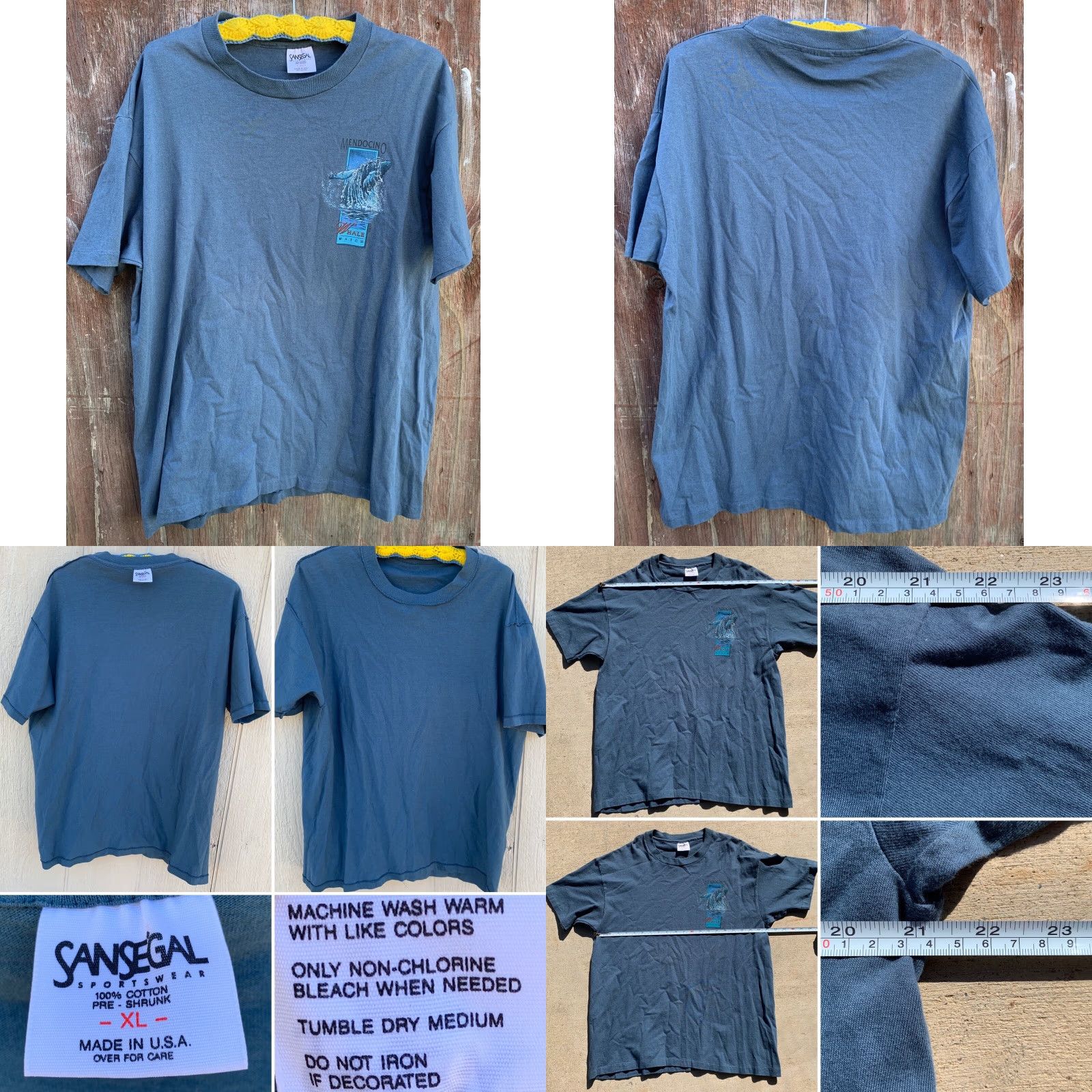 Swatch VINTAGE Mendocino Whale Watch T Shirt Sansegal XL Single Stitch Made In USA Men Blue 1990s Sportswear Graphic Tee Size US XL / EU 56 / 4 - 8 Thumbnail