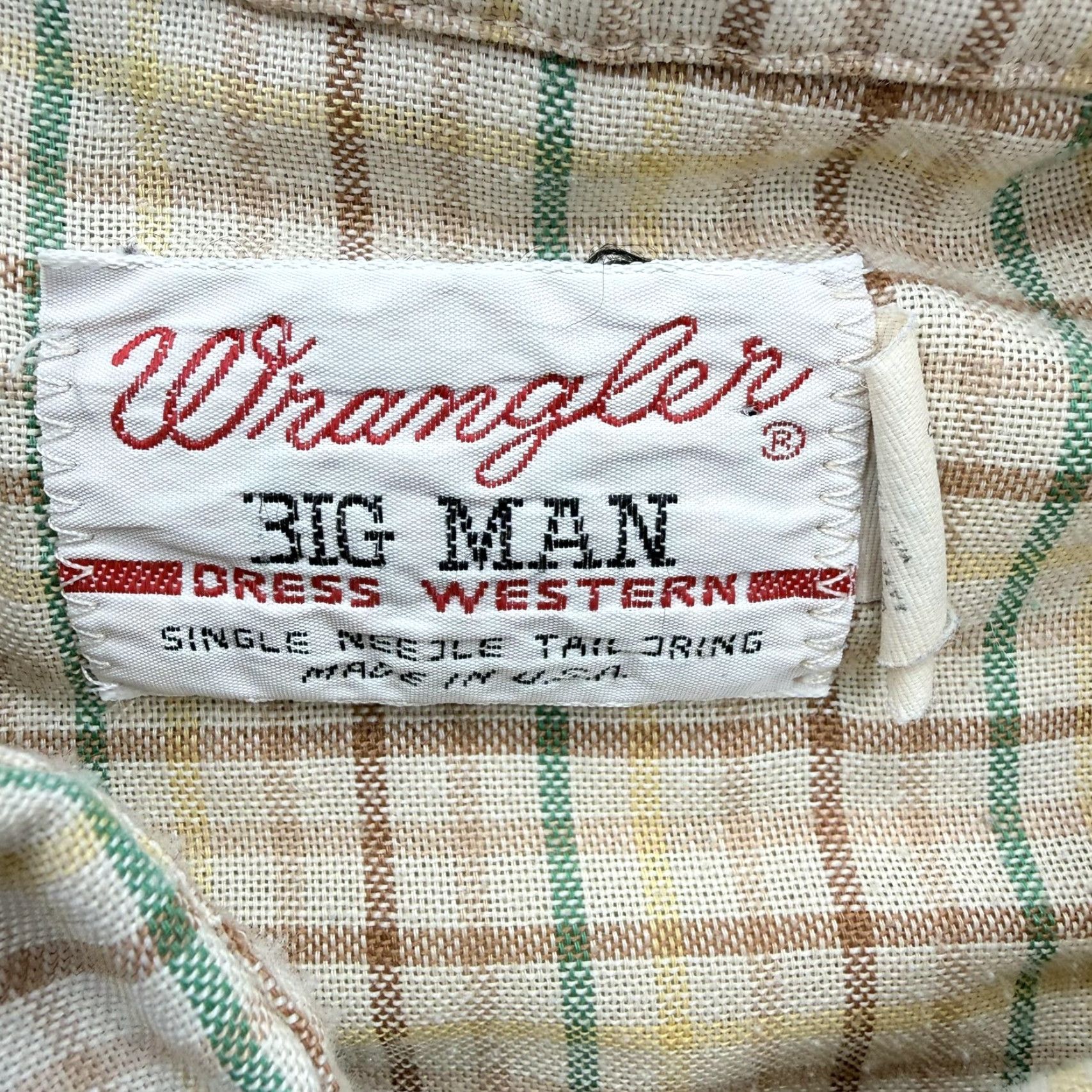 Wrangler VINTAGE Wrangler Shirt Mens XL Beige Plaid Western Pearl Snap 70s USA Big Man Short Description? Size US XL / EU 56 / 4 - 4 Thumbnail