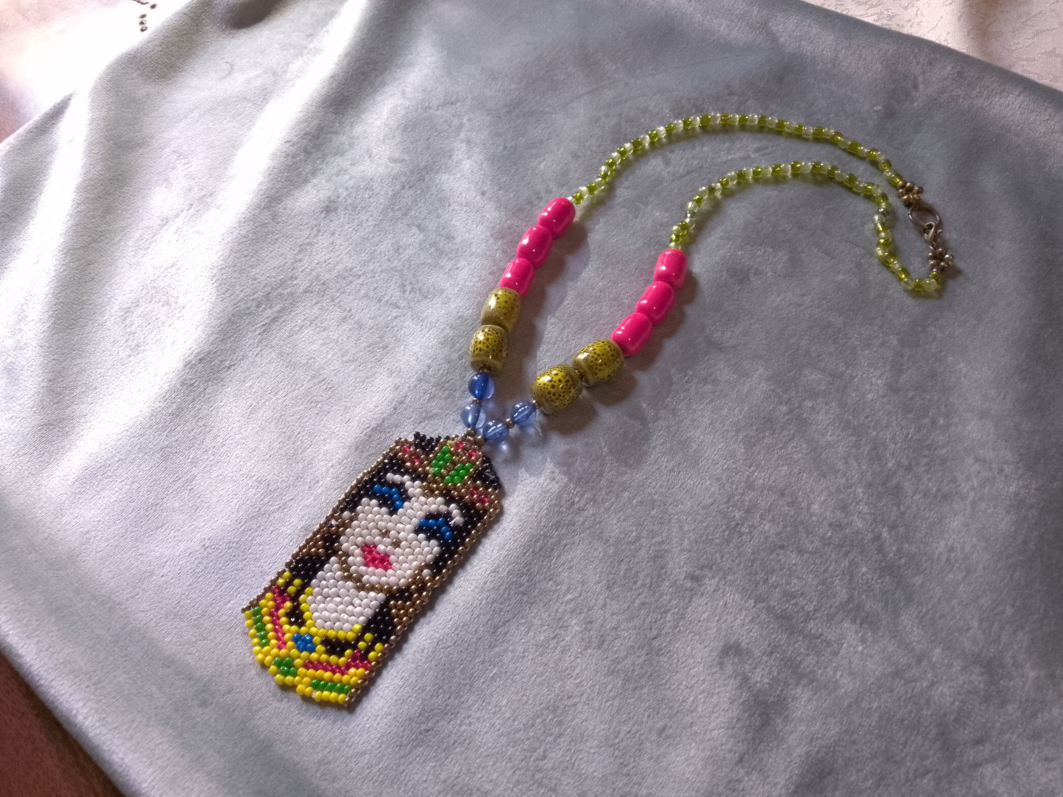 Handmade Necklace Long Ceramics Crystal Pendant Cleopatra Boho Size ONE SIZE - 5 Thumbnail