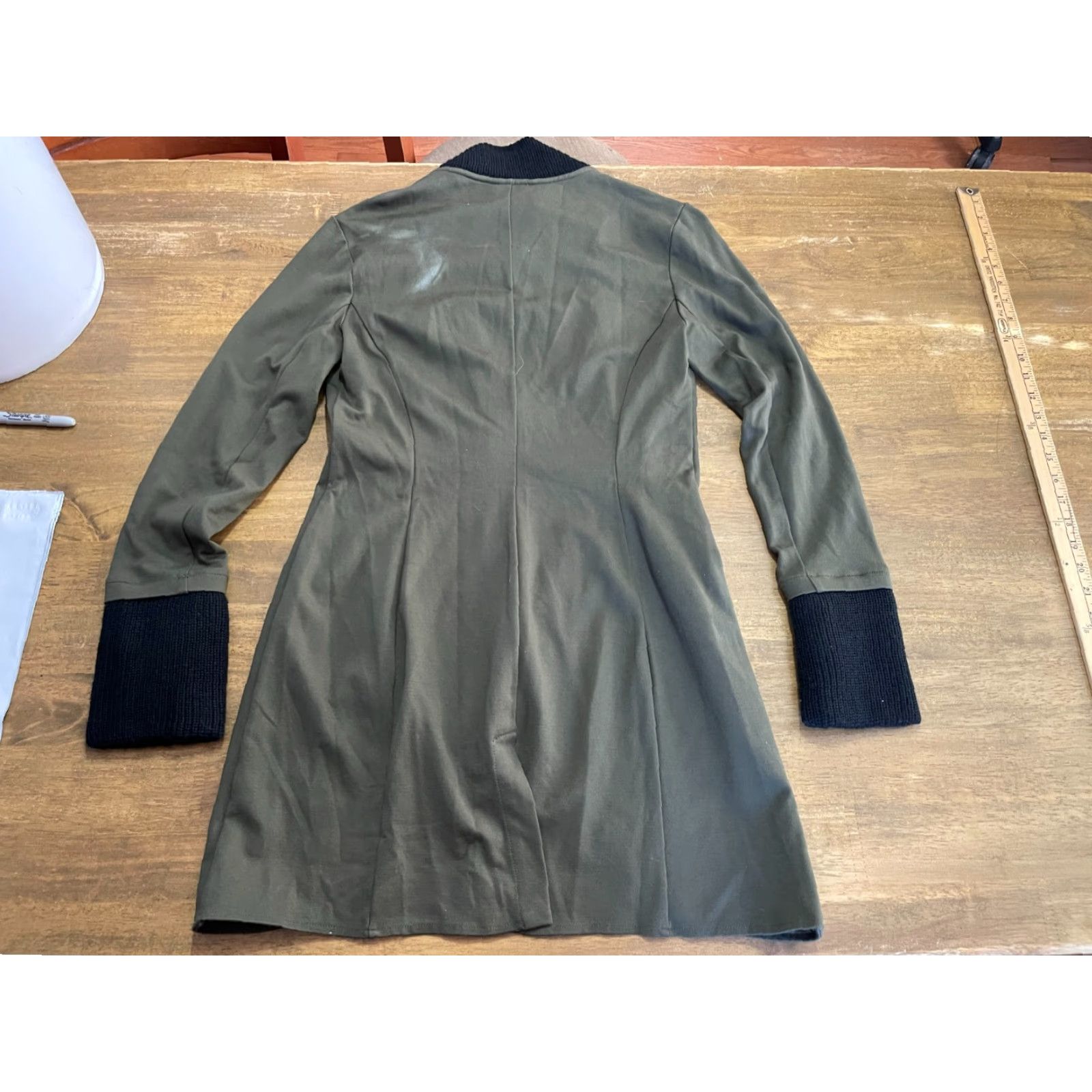 Venus Venus Jacket Women's Size 8 Black Green Button Up Long Coat Long Sleeve Casual Size M / US 6-8 / IT 42-44 - 5 Thumbnail
