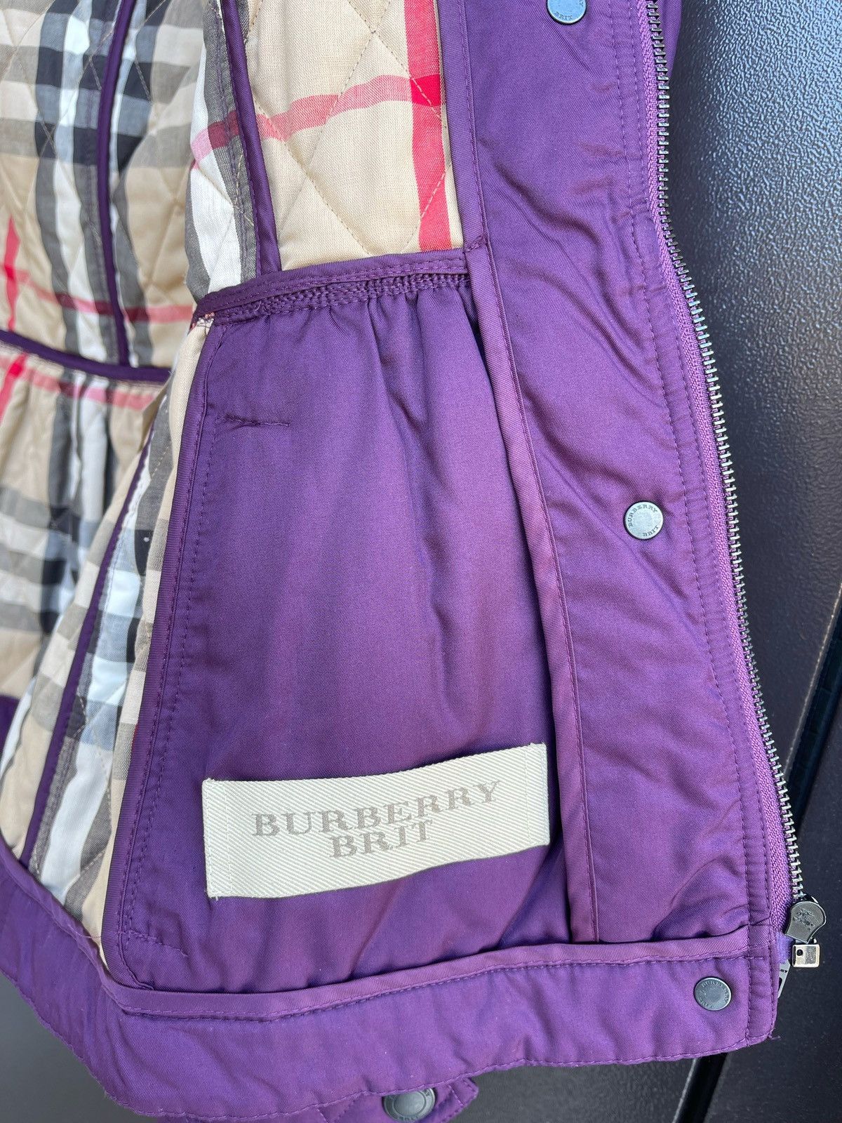 Burberry Burberry Brit Women Purple Check Quilted Lightweight Jacket Size S / US 4 / IT 40 - 13 Thumbnail