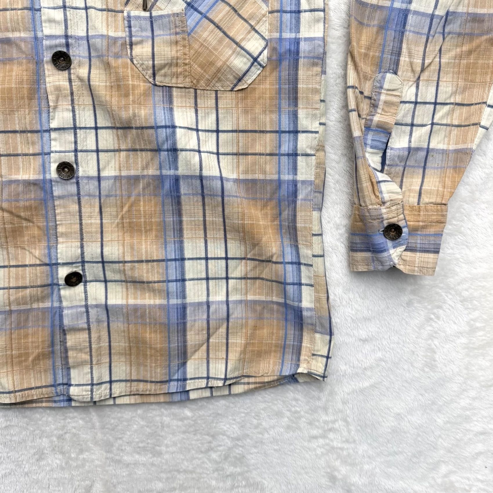 Diesel Diesel Shirt Womens Small Beige Blue Plaid Button-Up Zipper Pockets Attitude Graphic Size S / US 4 / IT 40 - 4 Thumbnail