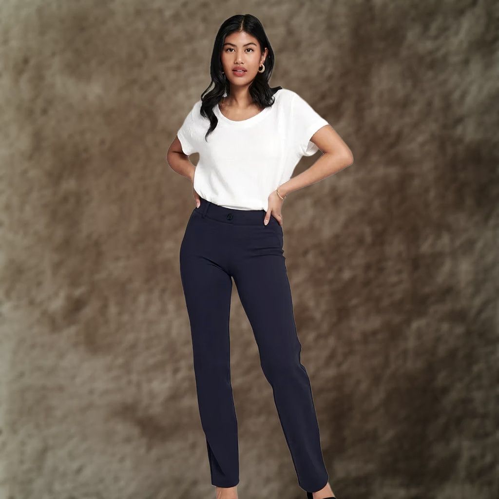 Vintage VINTAGE Betabrand Classic Dress Pant Yoga Pants Straight Blue Size Med Stretch Knit Size 32" / US 10 / IT 46 - 1 Thumbnail