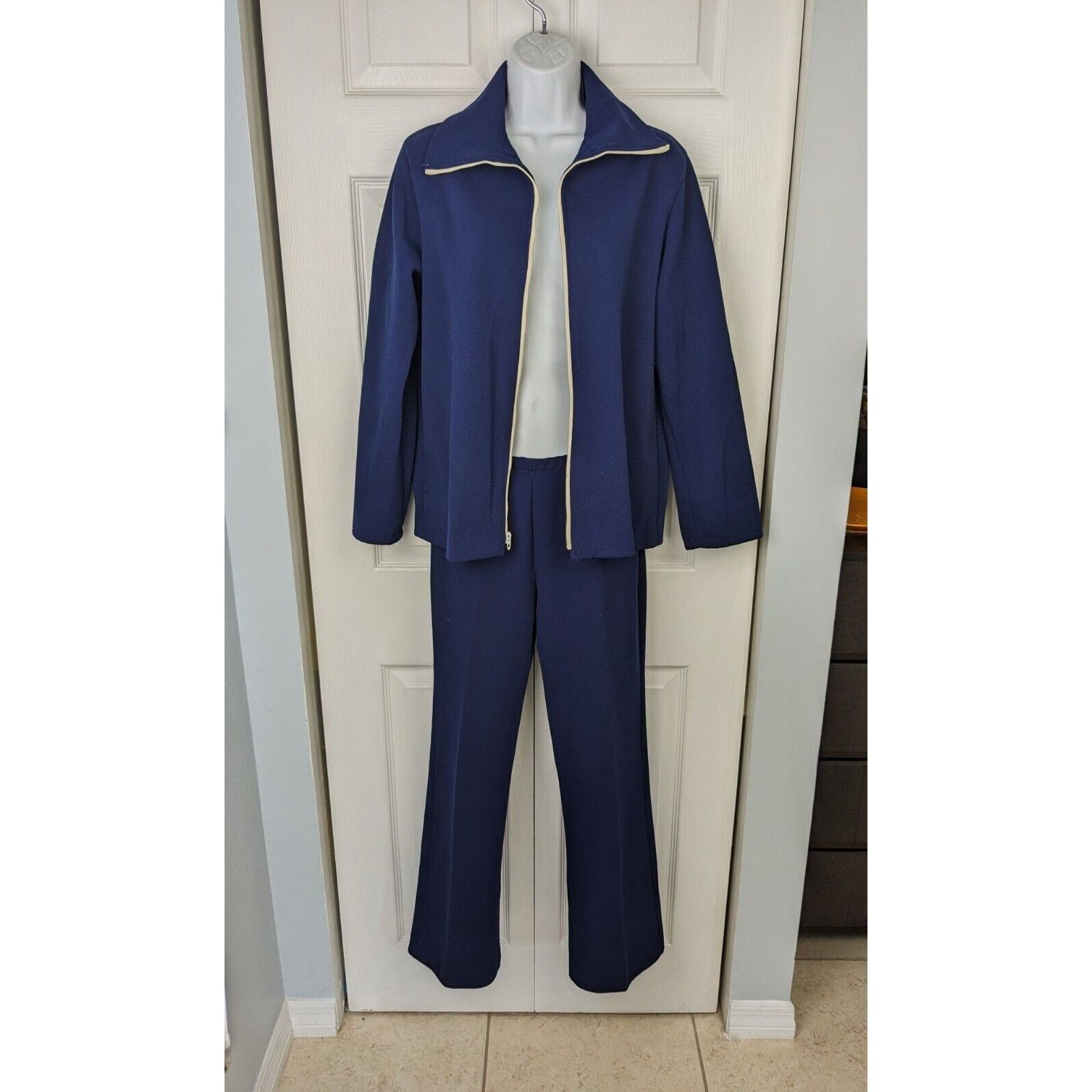 Jantzen Vtg 2 Pc Jantzen Track Suit Set Navy Blue Activewear Beach Size M / US 6-8 / IT 42-44 - 6 Thumbnail