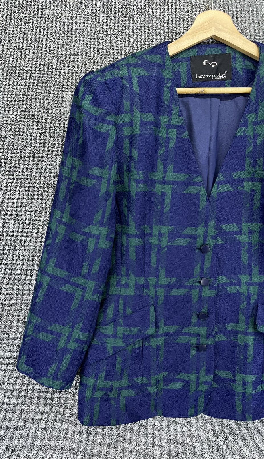 Paoloni Vintage Franca v. Paoloni Shadow Plaids Blazer Coat Jacket Size M / US 6-8 / IT 42-44 - 3 Thumbnail