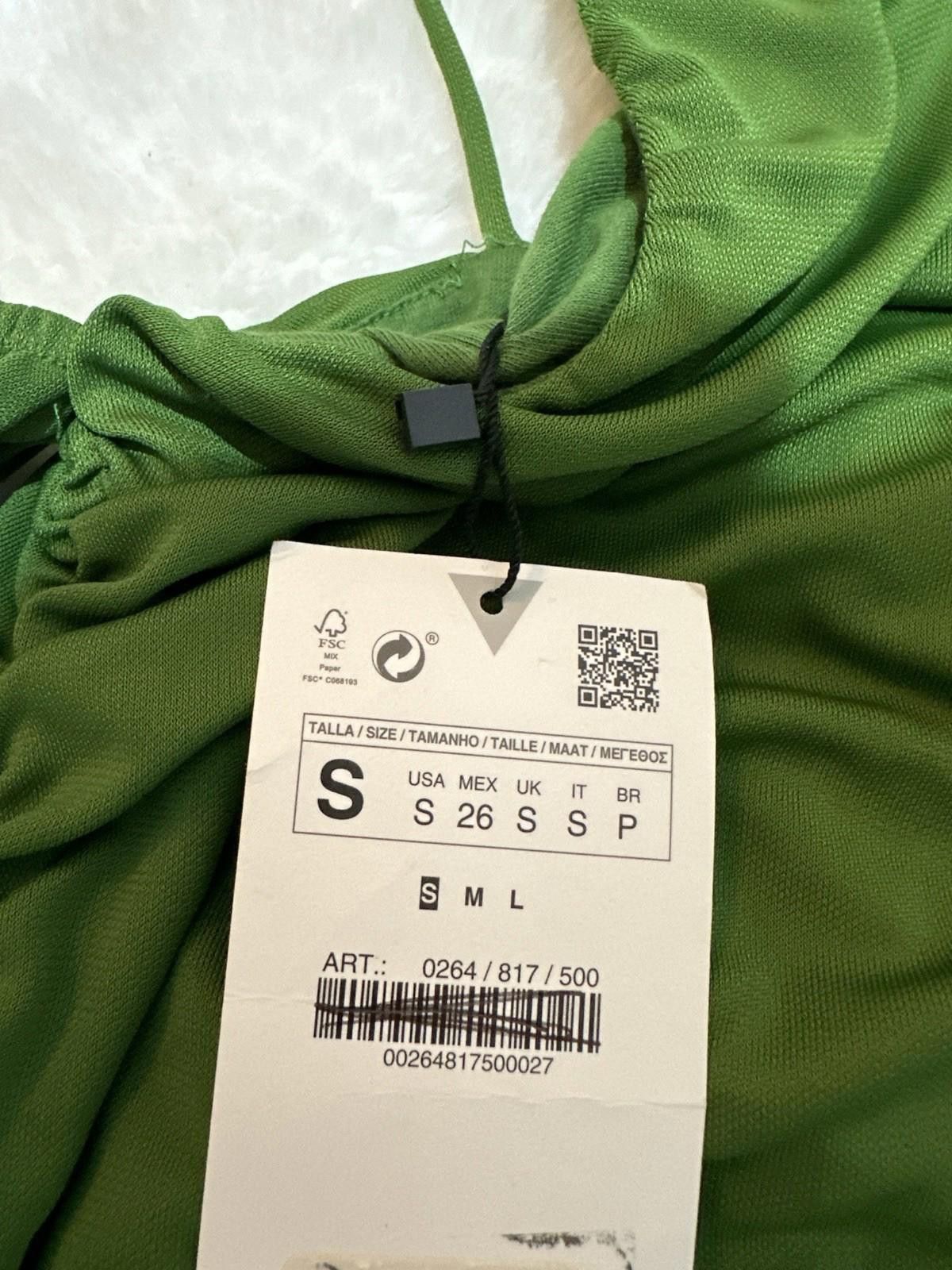 Zara ZARA Green Bodycon Cold Shoulder Dress , Size S Size S / US 4 / IT 40 - 4 Thumbnail