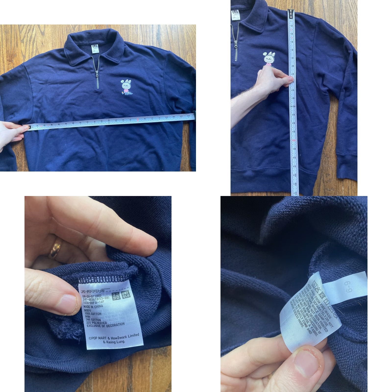 Uniqlo Uniqlo Sweatshirt x Pop Mart Labubu 1/4 Zip We Are the Monsters Size L Blue Womens Size L / US 10 / IT 46 - 8 Thumbnail