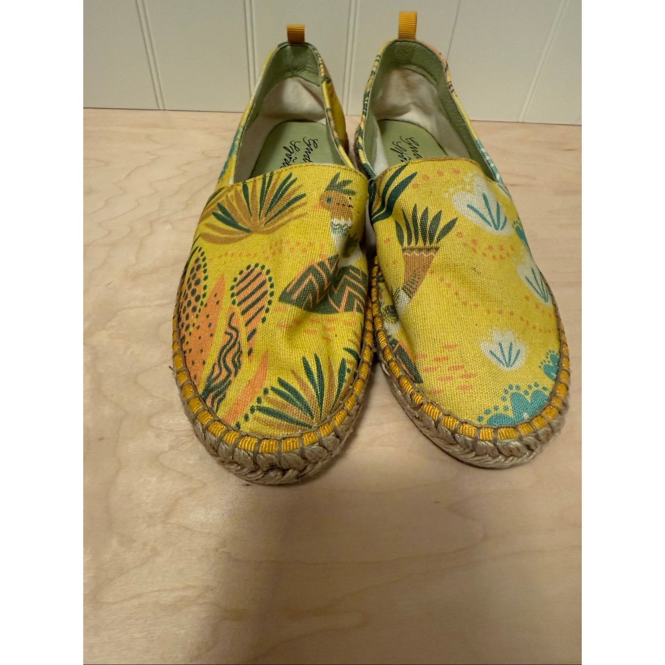 Guru Gudrun Sjoden Yellow Floral Canvas Flats Women Slip-On Espad Size US 7 / IT 37 - 9 Thumbnail