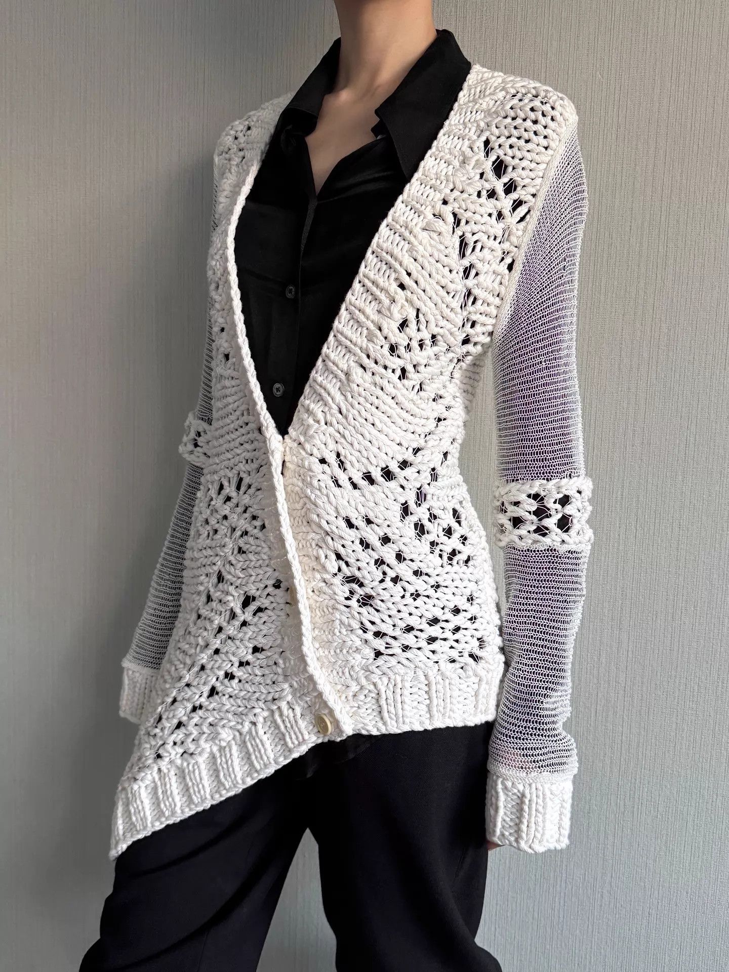 Helmut Lang Helmut Lang Open Knit Multi-Stitch Irregular Sweater S Size S / US 4 / IT 40 - 4 Thumbnail