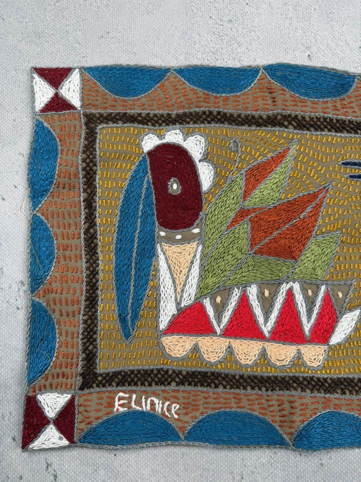 Vintage Kaross Handmade Embroidered Textile Wall Art African Folk Size ONE SIZE - 2 Thumbnail