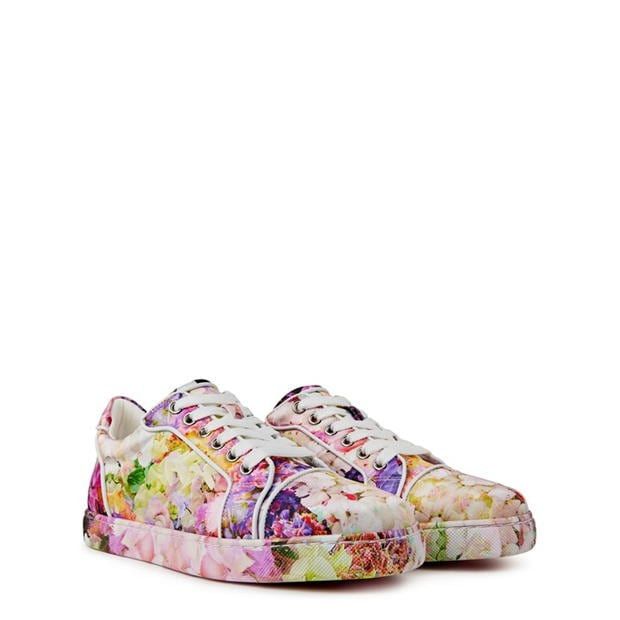 Christian Louboutin Vieira Floral-Print Satin Sneakers Size US 9 / IT 39 - 4 Thumbnail