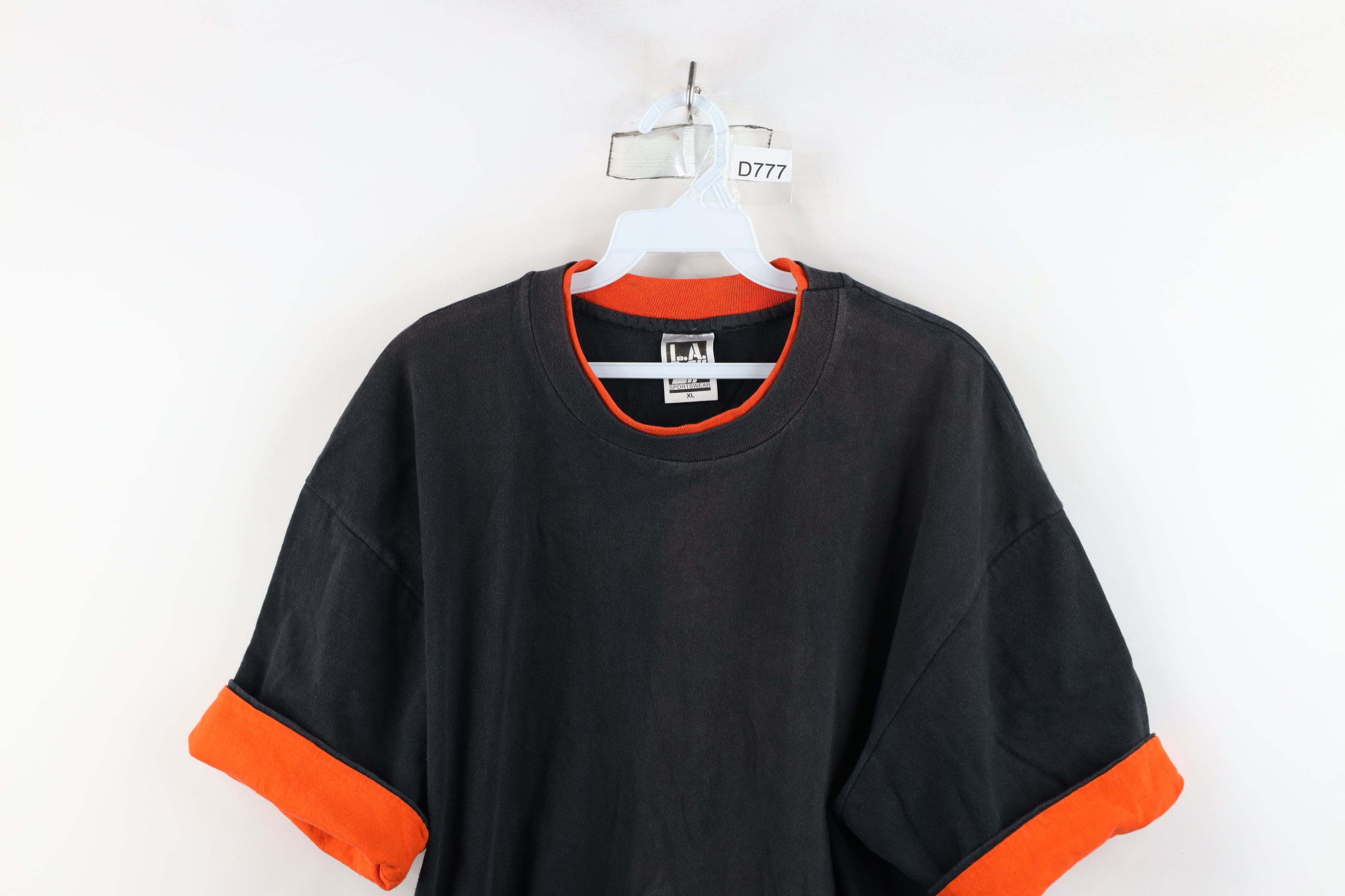 Vintage Vintage 90s Streetwear Blank Heavy Layered T-Shirt Black USA Size US XL / EU 56 / 4 - 2 Thumbnail