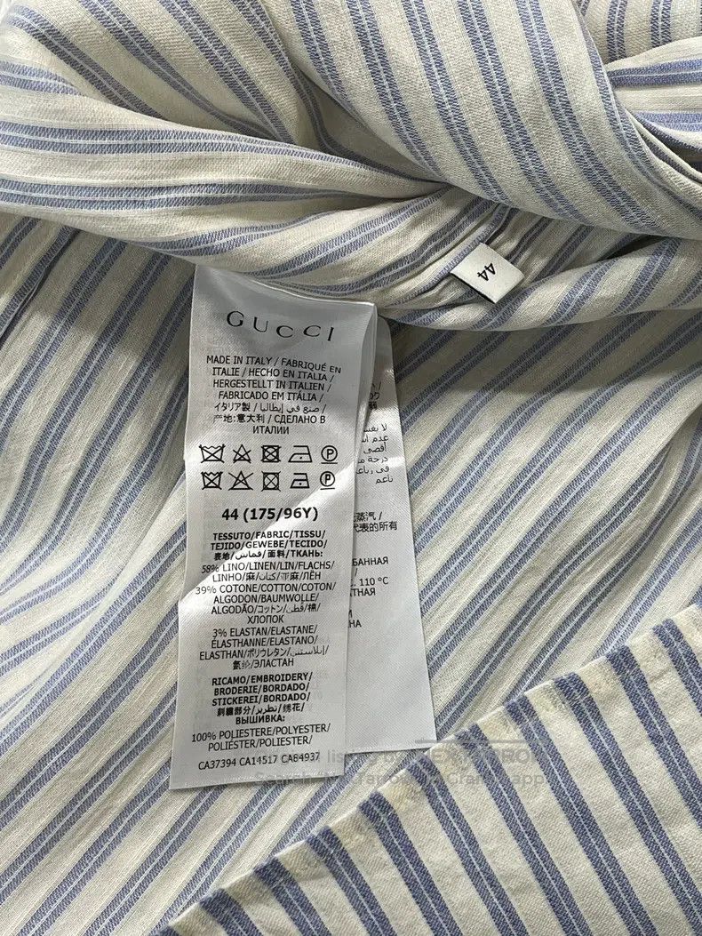 Gucci Gucci Blue and white striped letter embroidery shirt Size US S / EU 44-46 / 1 - 5 Thumbnail