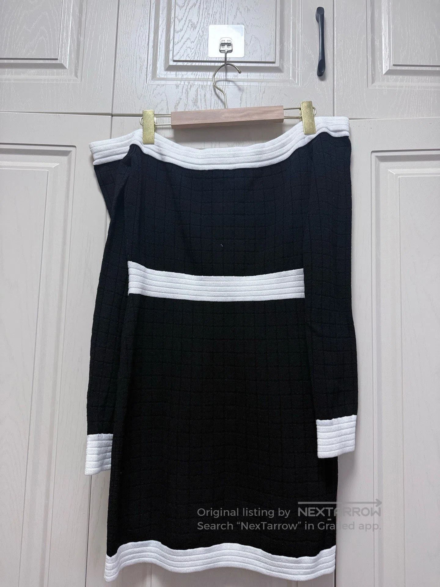 Balmain Balmain Black White Knit Off-Shoulder Dress. Size S / US 4 / IT 40 - 2 Thumbnail