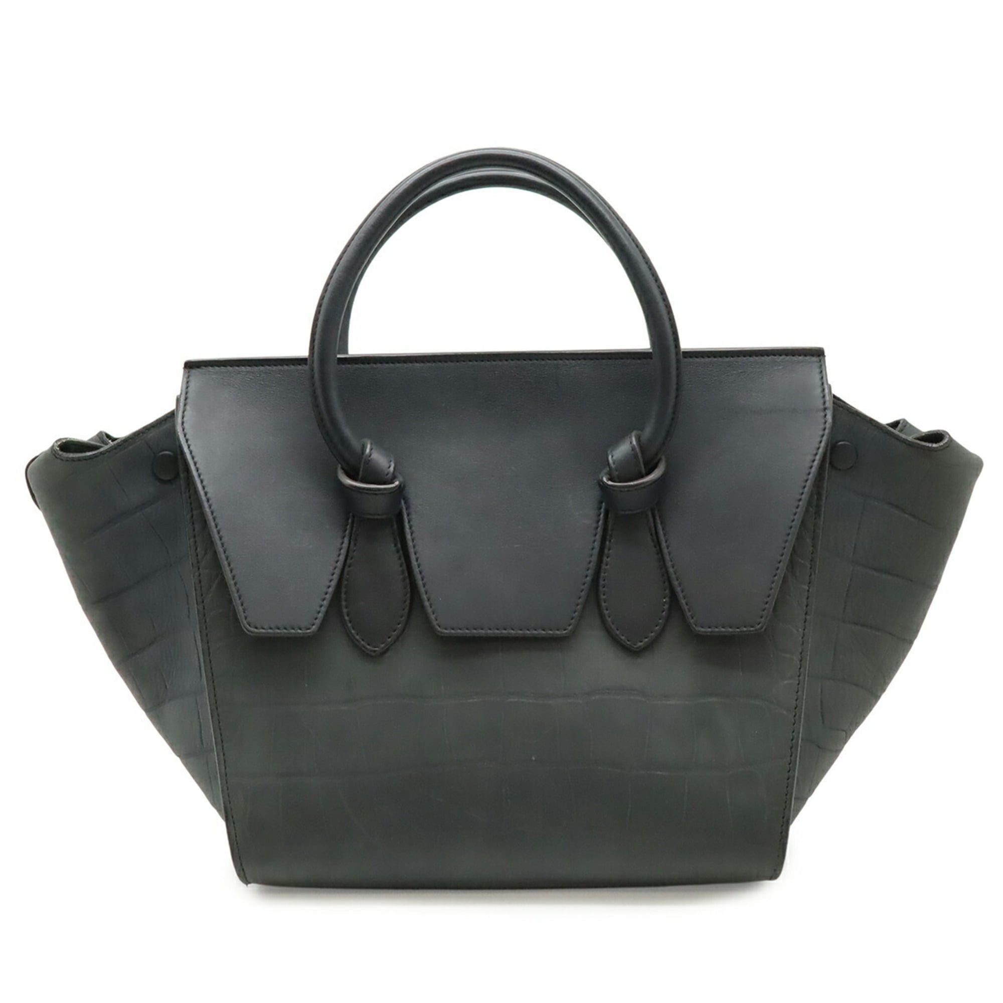 Celine CELINE TIE Tie Bag Handbag Tote Leather Embossed Black Navy 173823 Size ONE SIZE - 1 Thumbnail