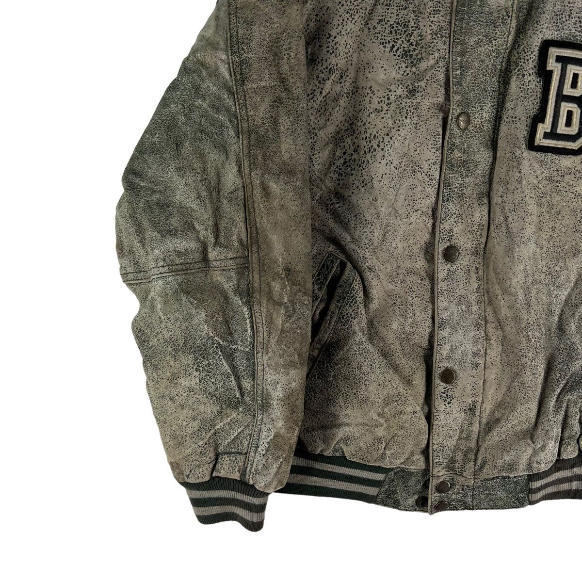 Japanese Brand 🔥VINTAGE BOMBER LEATHER JACKET BACK FIRE OVER PRINT PRINTED Size US L / EU 52-54 / 3 - 5 Thumbnail