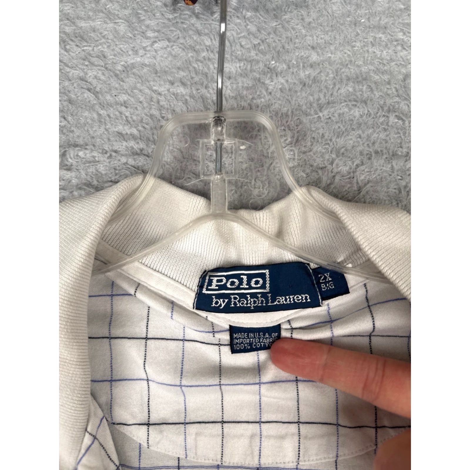 Ralph Lauren Ralph Lauren Shirt Adult 2XL White Check 100% Cotton Short Sleve Polo Size US XXL / EU 58 / 5 - 7 Thumbnail