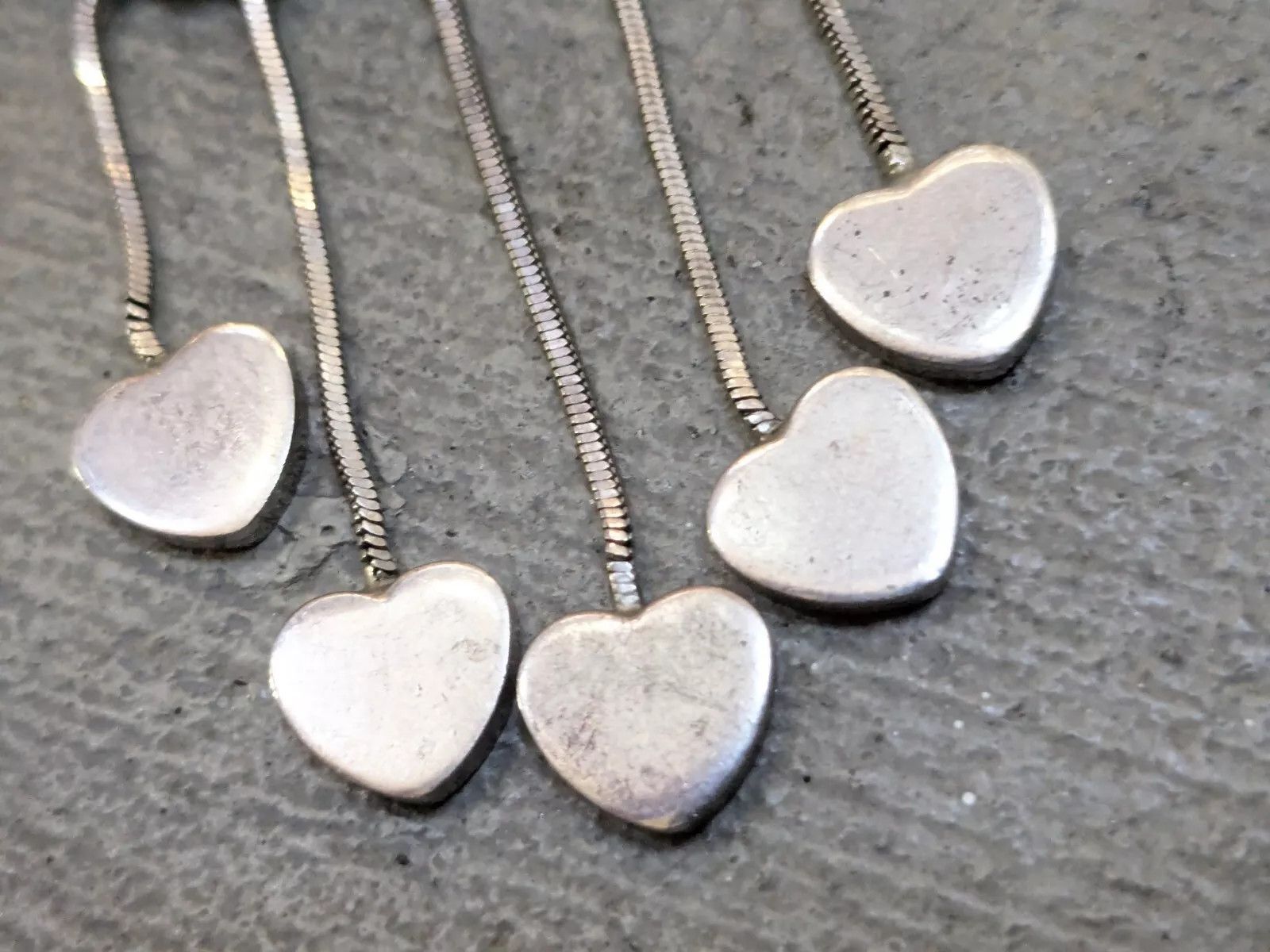 Sterling Silver Vintage Sterling Silver Necklace Hearts Chain Link 16" Y2K Size ONE SIZE - 4 Thumbnail