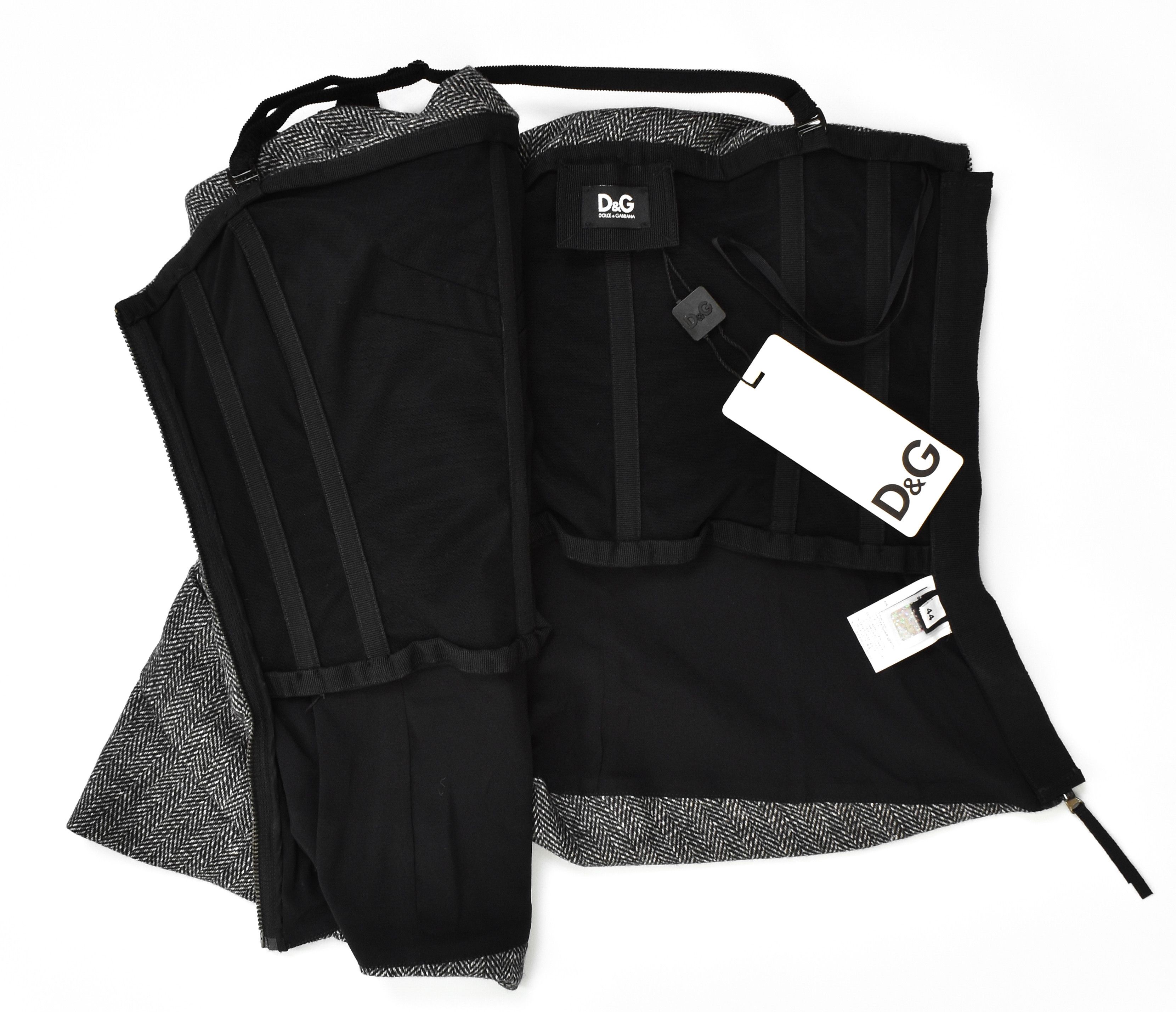 Dolce & Gabbana NWT! DOLCE GABBANA Wool Tweed Drapery Corset Strap Tank Top Size M / US 6-8 / IT 42-44 - 8 Thumbnail
