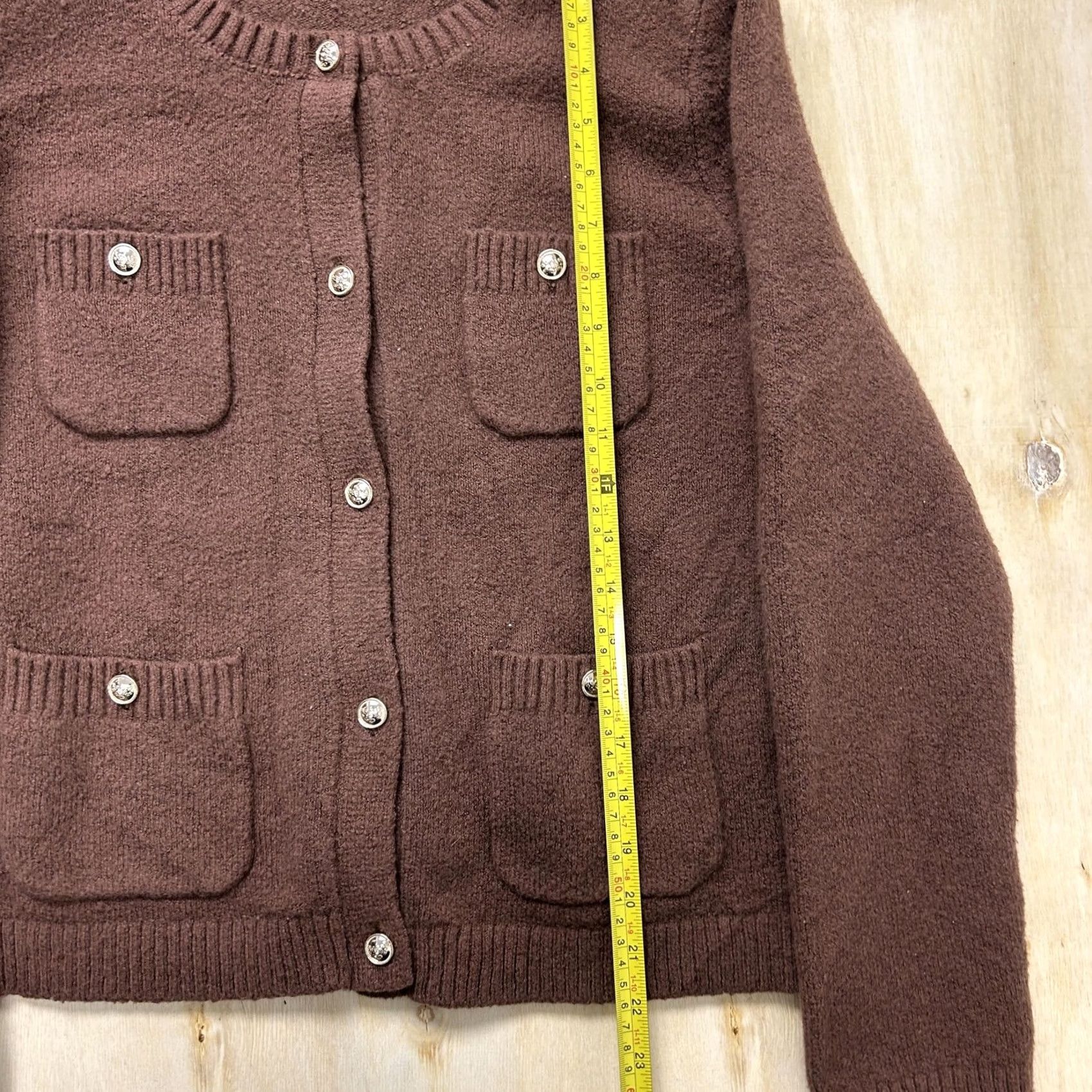 Talbots Talbots Cardigan Sweater Womens Large Brown Crew Neck Pockets Button Front Knit Size L / US 10 / IT 46 - 4 Thumbnail