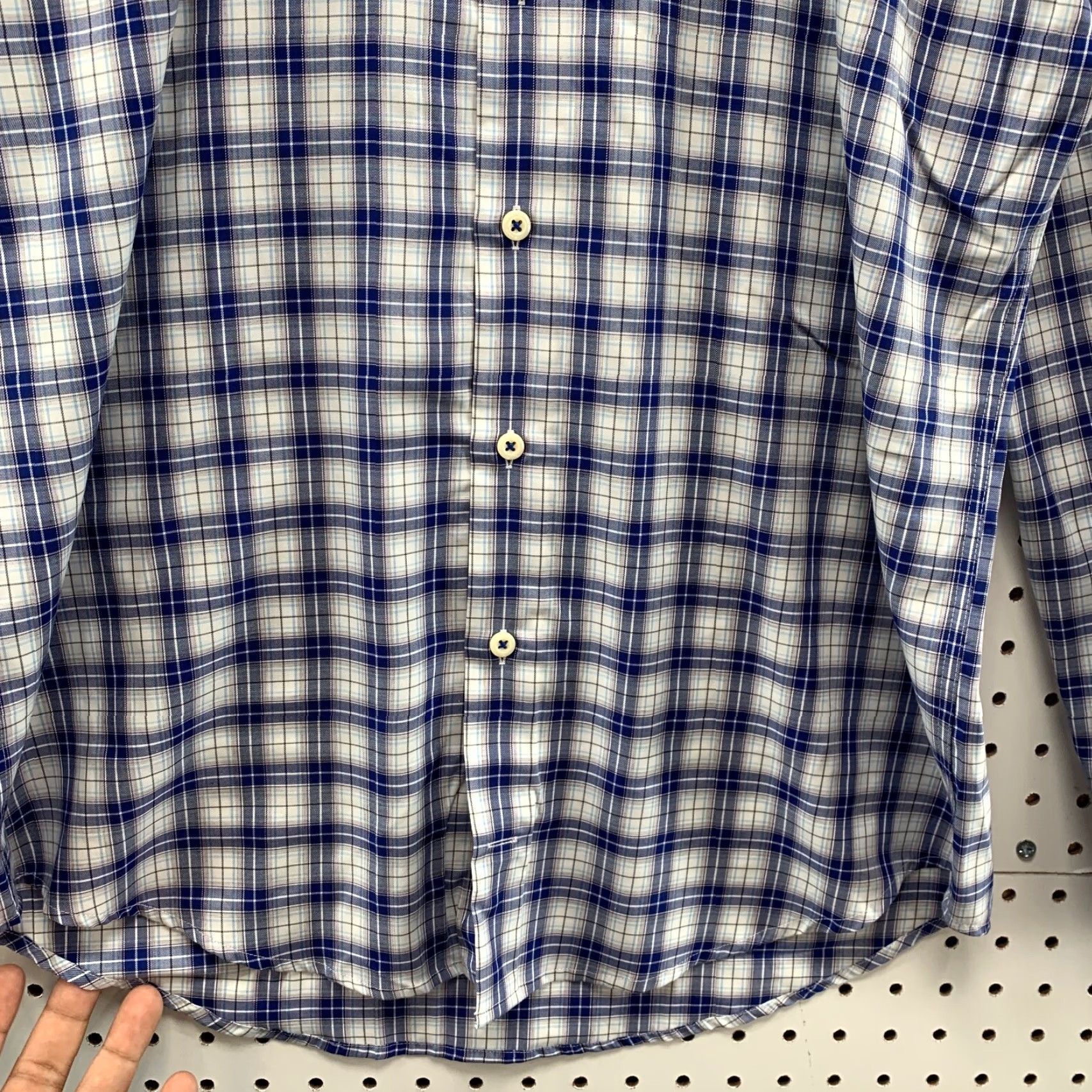 Peter Millar Peter Millar Button Shirt Mens Medium Blue White Plaid Long Sleeve Pocket Shirt Mens Blue White Plaid Button-Up Cotton Blend Regular 22x32 Size US M / EU 48-50 / 2 - 5 Thumbnail