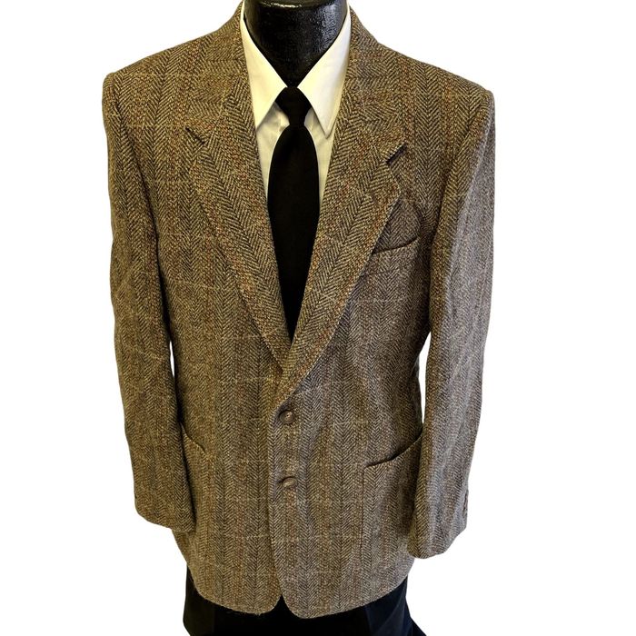 Unkwn 60's Men Olive Brown Sport Coat DONEGAL TWEED Jacket 40 | Grailed