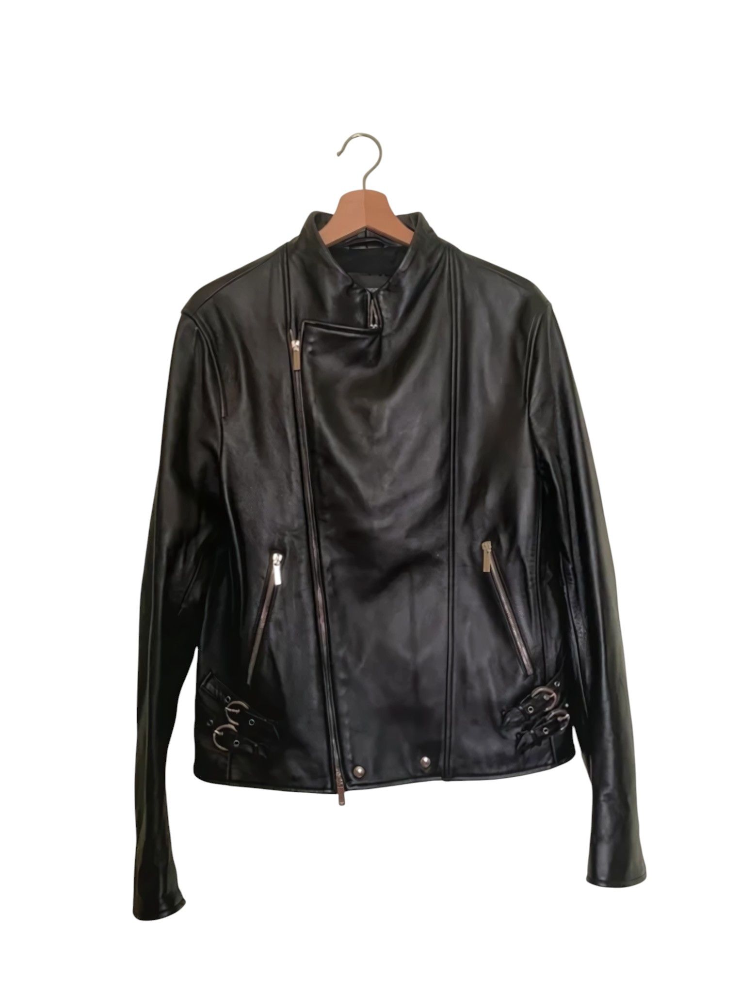 Emporio Armani LAMBSKIN LEATHER BIKER JACKET Size US M / EU 48-50 / 2 - 2 Thumbnail