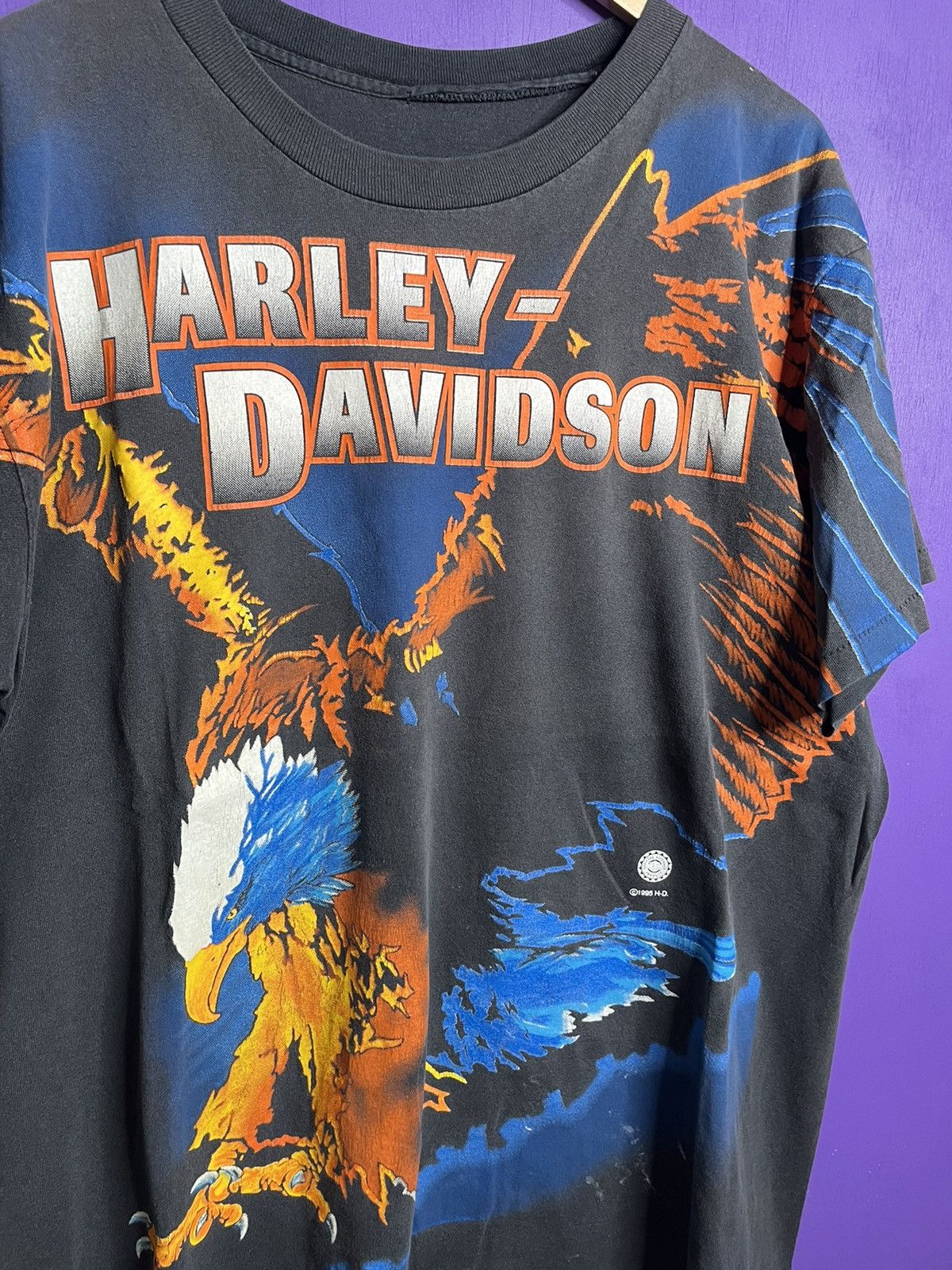 Harley Davidson Vintage 1995 Harley Davidson flying eagle AOP t-shirt Size US XL / EU 56 / 4 - 3 Thumbnail