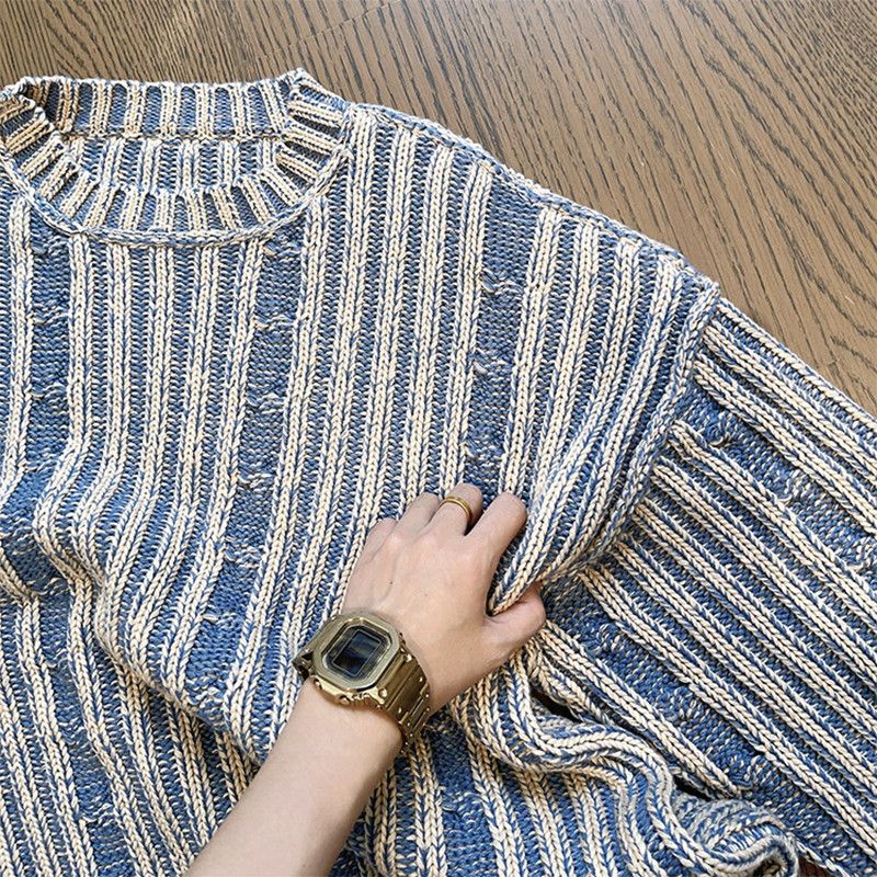 Japanese Brand Men Loose Knitted Printed O Neck Long Sleeve Size US L / EU 52-54 / 3 - 7 Thumbnail