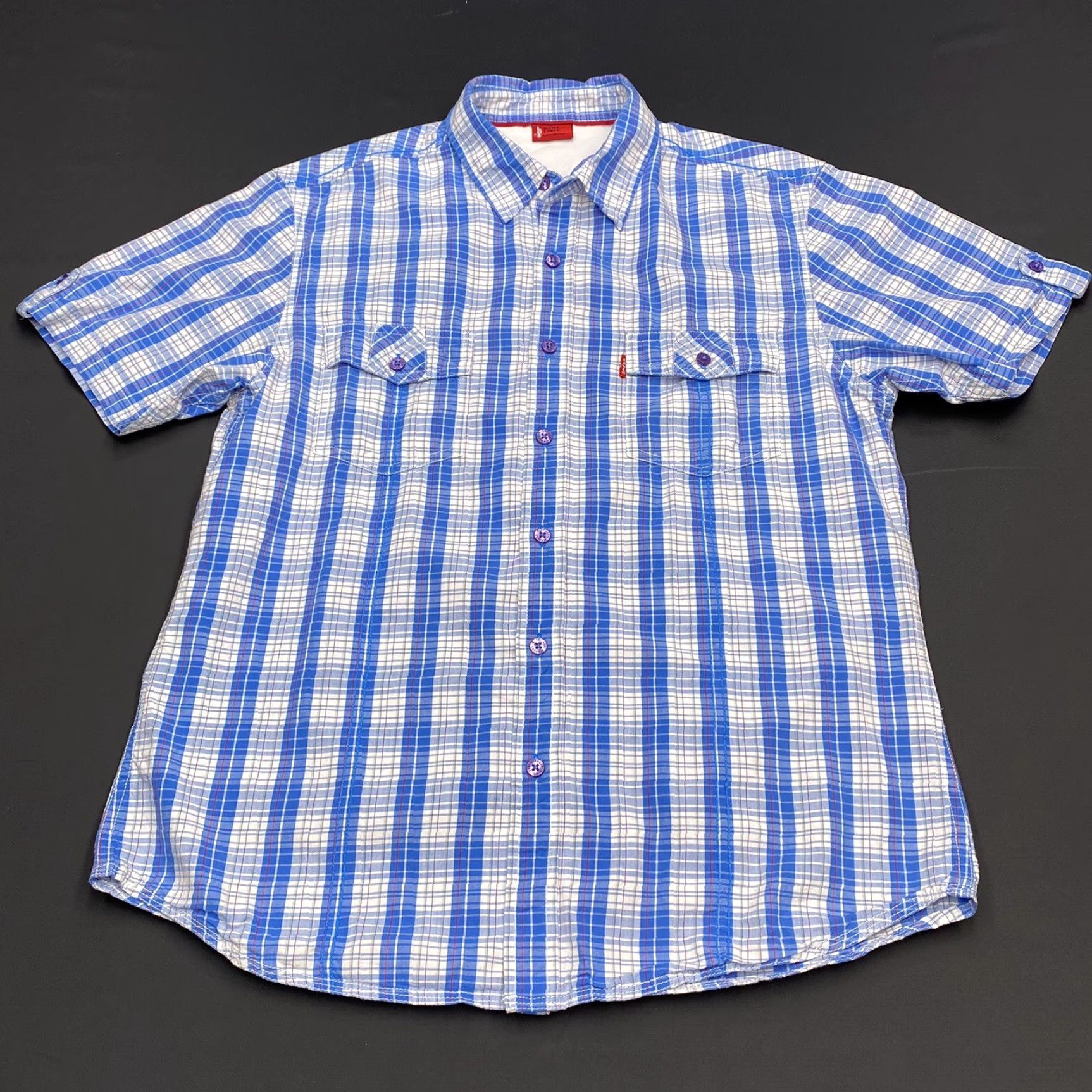 Levi's Levis Red Tab Shirt Adult Large Blue Front Pockets Plaid Button Up Mens Size US L / EU 52-54 / 3 - 2 Thumbnail