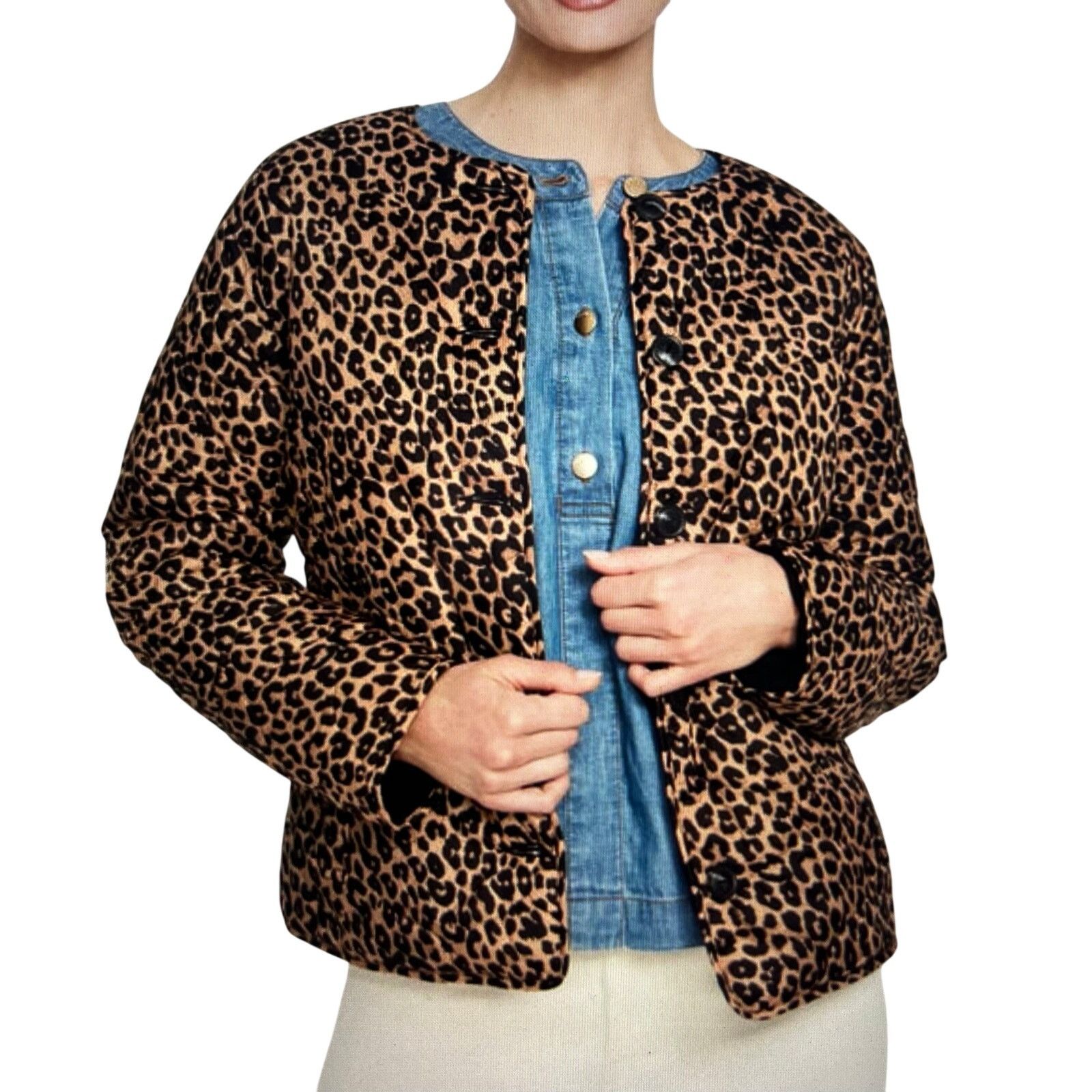 Talbots Quilted Reversible Button Jacket Allover Animal Chic NWT Size L / US 10 / IT 46 - 5 Thumbnail
