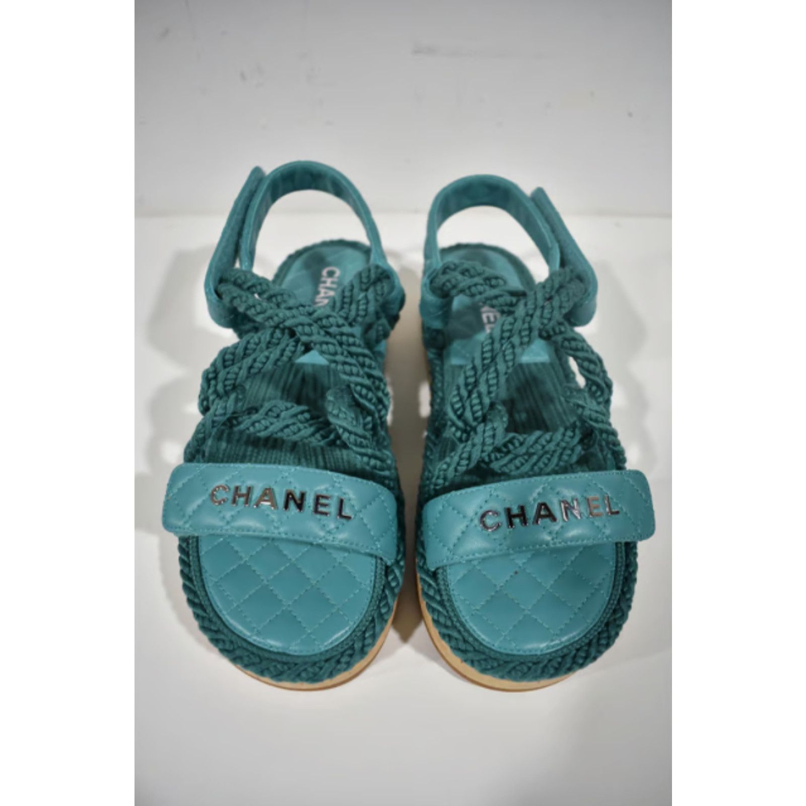 Chanel Chanel 21S Dad Green Blue Cord Rope CC Quilted Mule Size US 10 / IT 40 - 12 Thumbnail